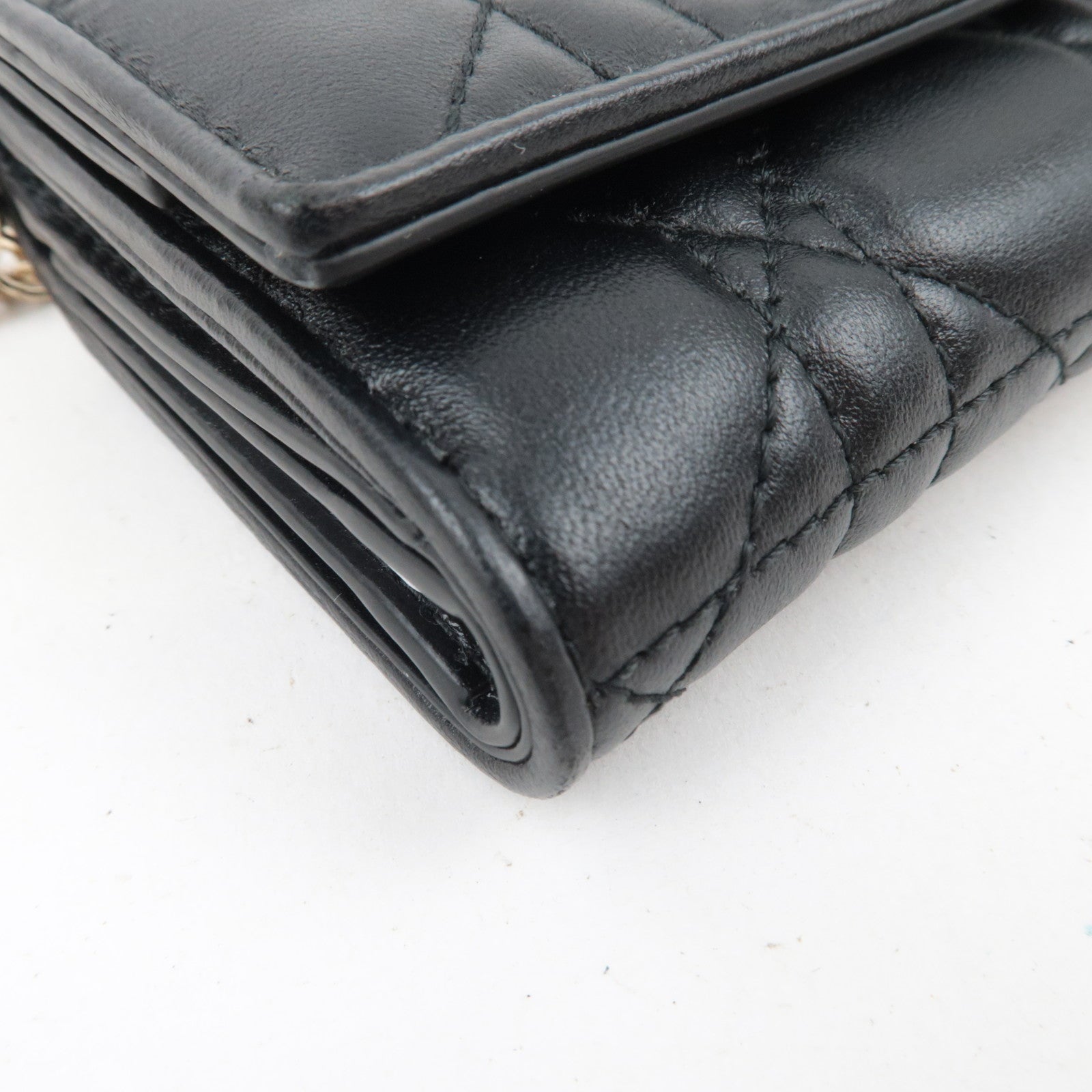 Christian Dior Cannage Lotus Wallet Leather Black