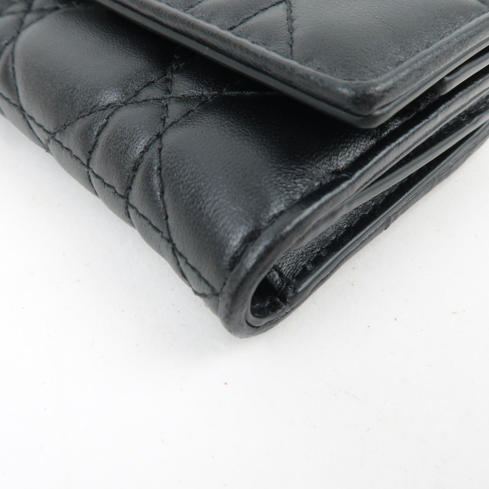 Christian Dior Cannage Lotus Wallet Leather Black