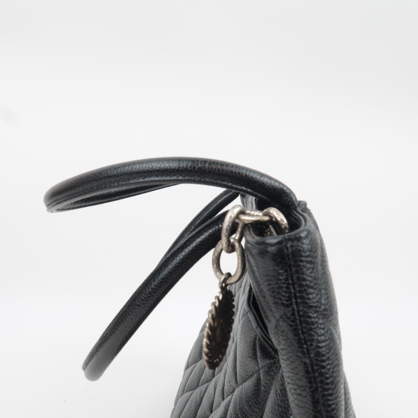 CHANEL Medallion Tote Bag Caviarskin Black Silver HDW A01804