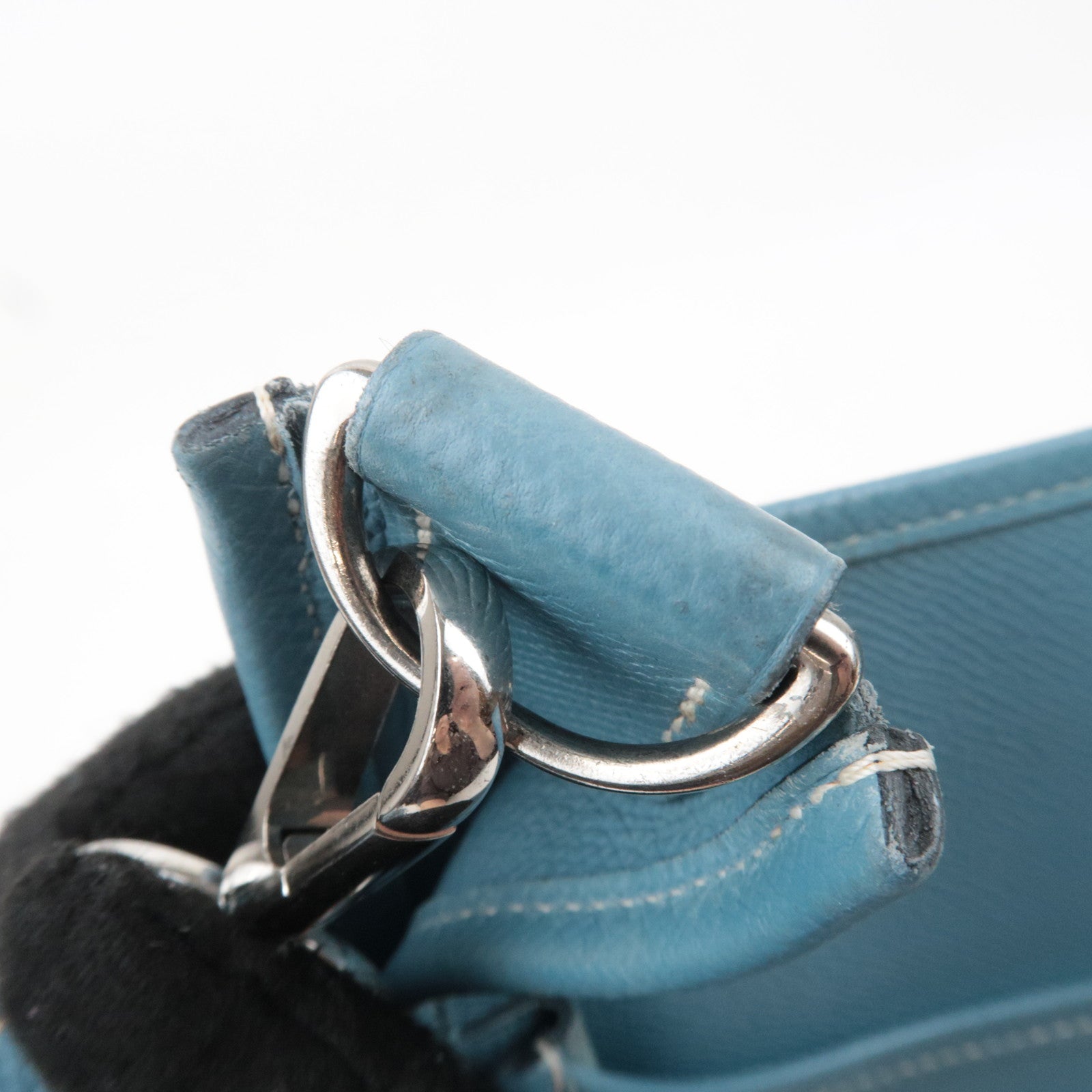 HERMES Evelyne 2 GM Shoulder Bag Veau Epsom □J Stamp (2006) Blue Gene