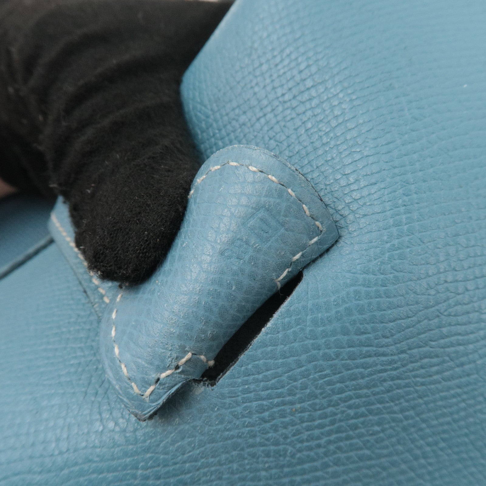 HERMES Evelyne 2 GM Shoulder Bag Veau Epsom □J Stamp (2006) Blue Gene
