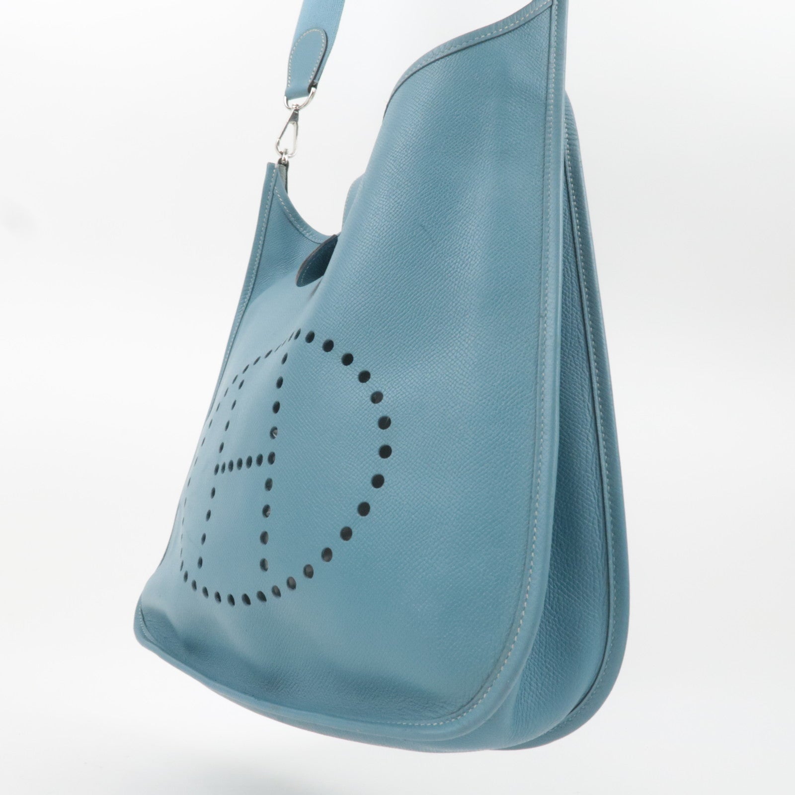 HERMES Evelyne 2 GM Shoulder Bag Veau Epsom □J Stamp (2006) Blue Gene