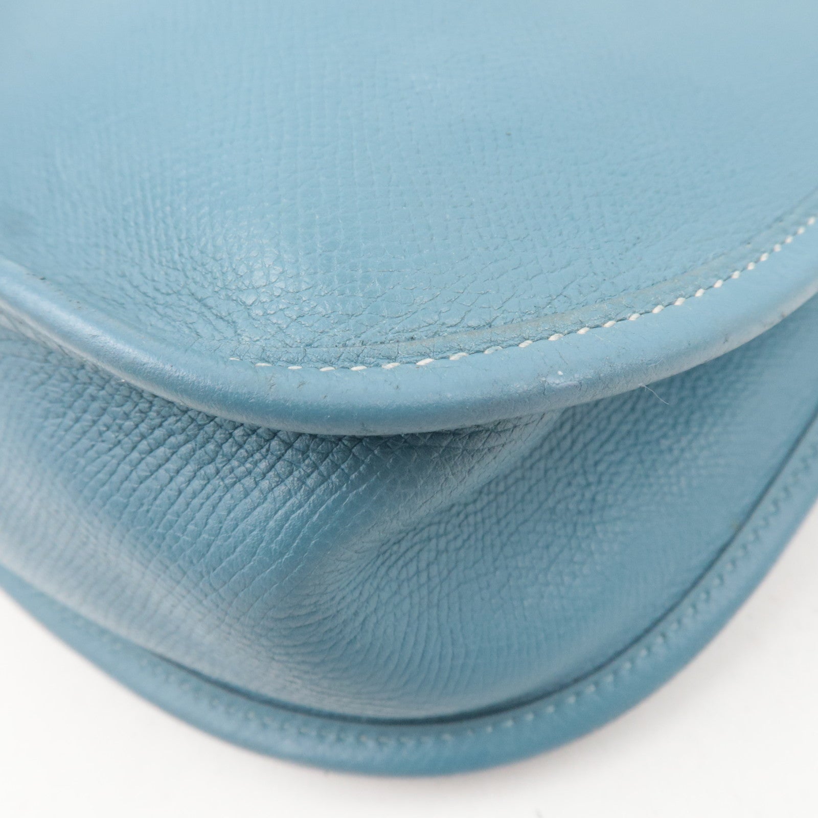 HERMES Evelyne 2 GM Shoulder Bag Veau Epsom □J Stamp (2006) Blue Gene