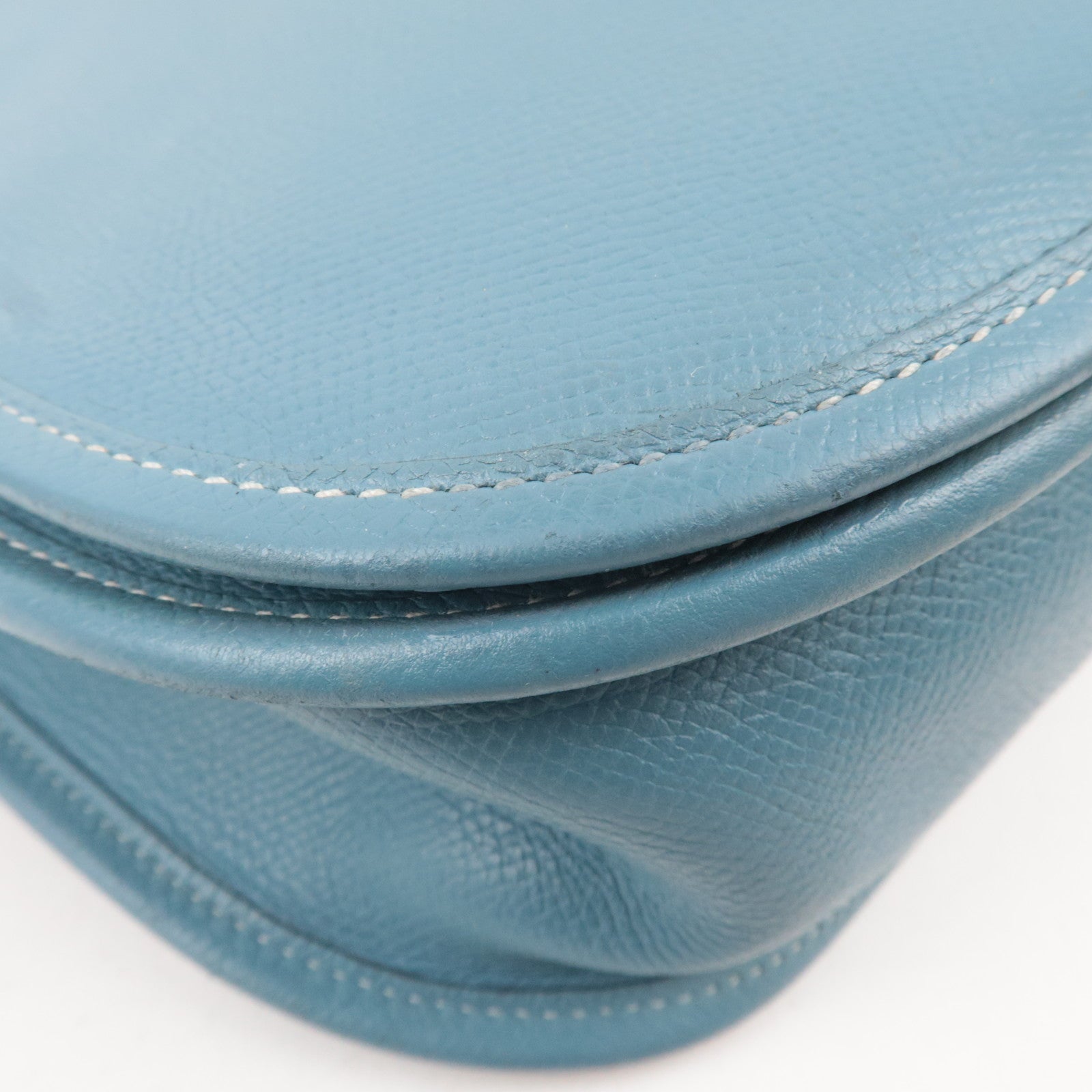 HERMES Evelyne 2 GM Shoulder Bag Veau Epsom □J Stamp (2006) Blue Gene