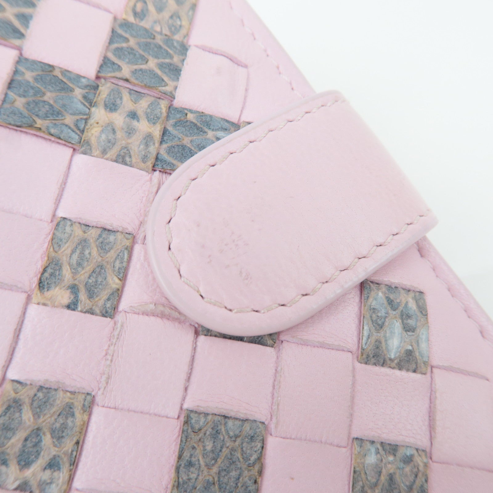 BOTTEGA VENETA Intrecciato Leather Wallet Pink Gray