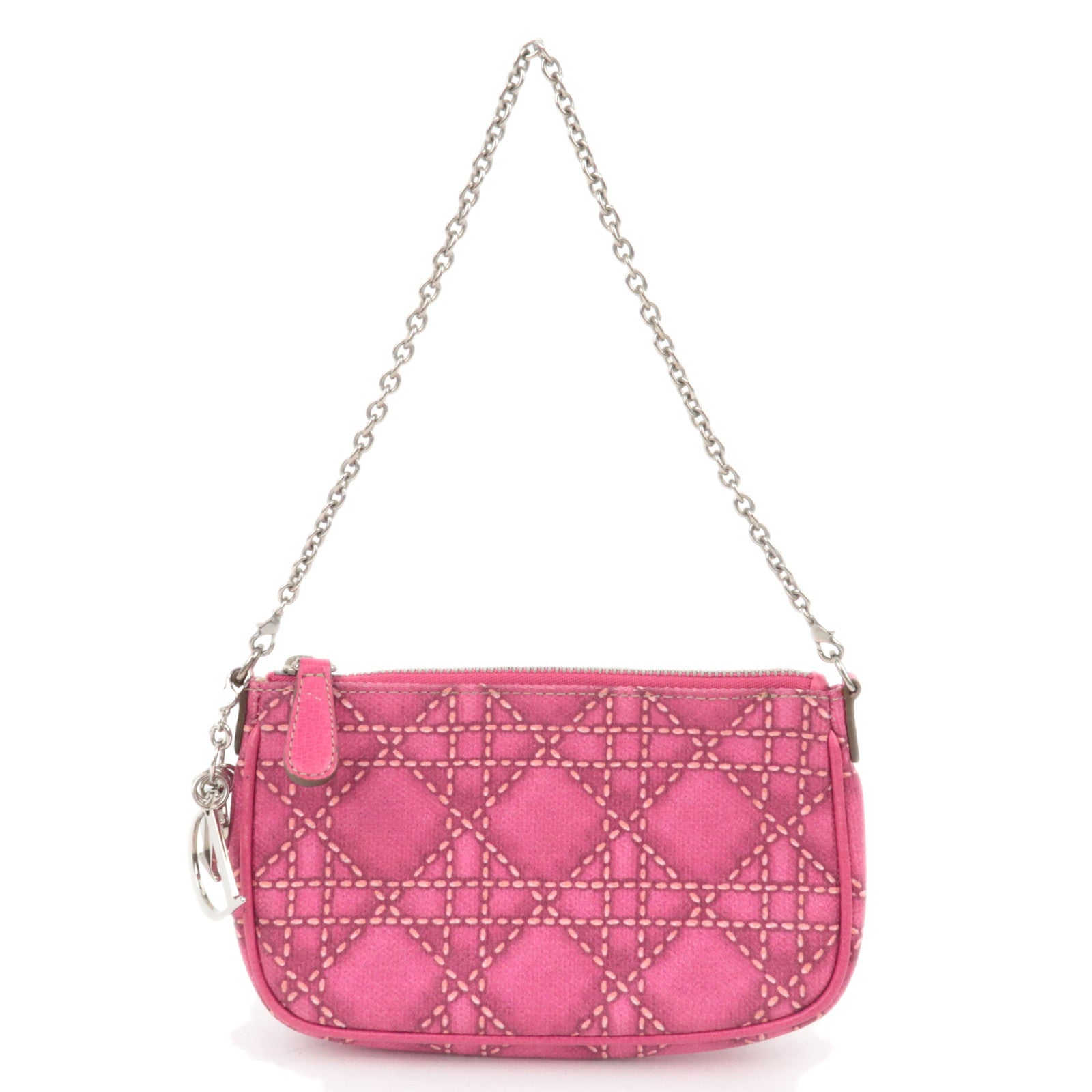 Christian Dior Lady Dior Cannage Print PVC Leather Accessory Pouch Handbag Pink89126