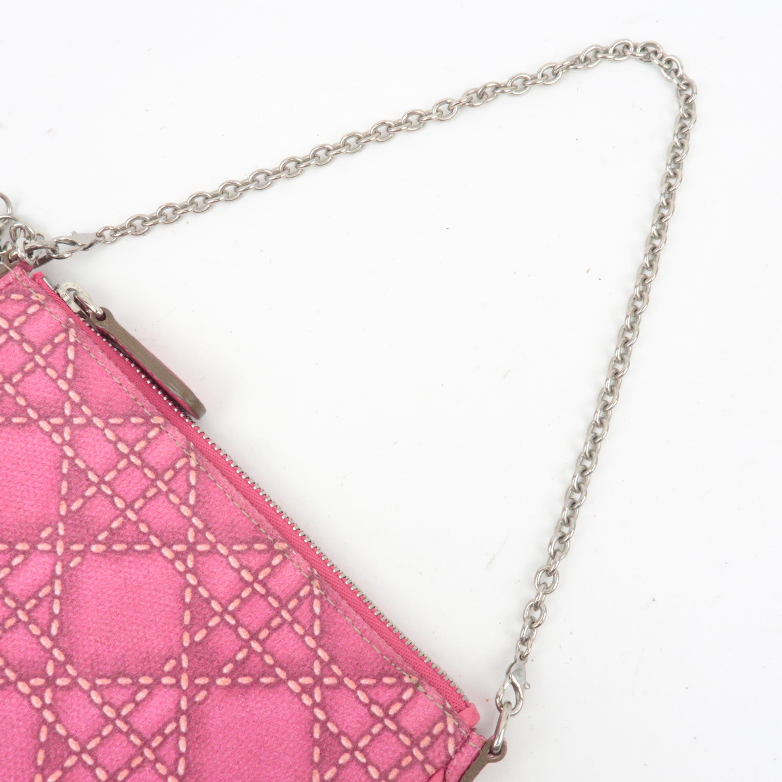 Christian Dior Lady Dior Cannage Print PVC Leather Accessory Pouch Handbag Pink