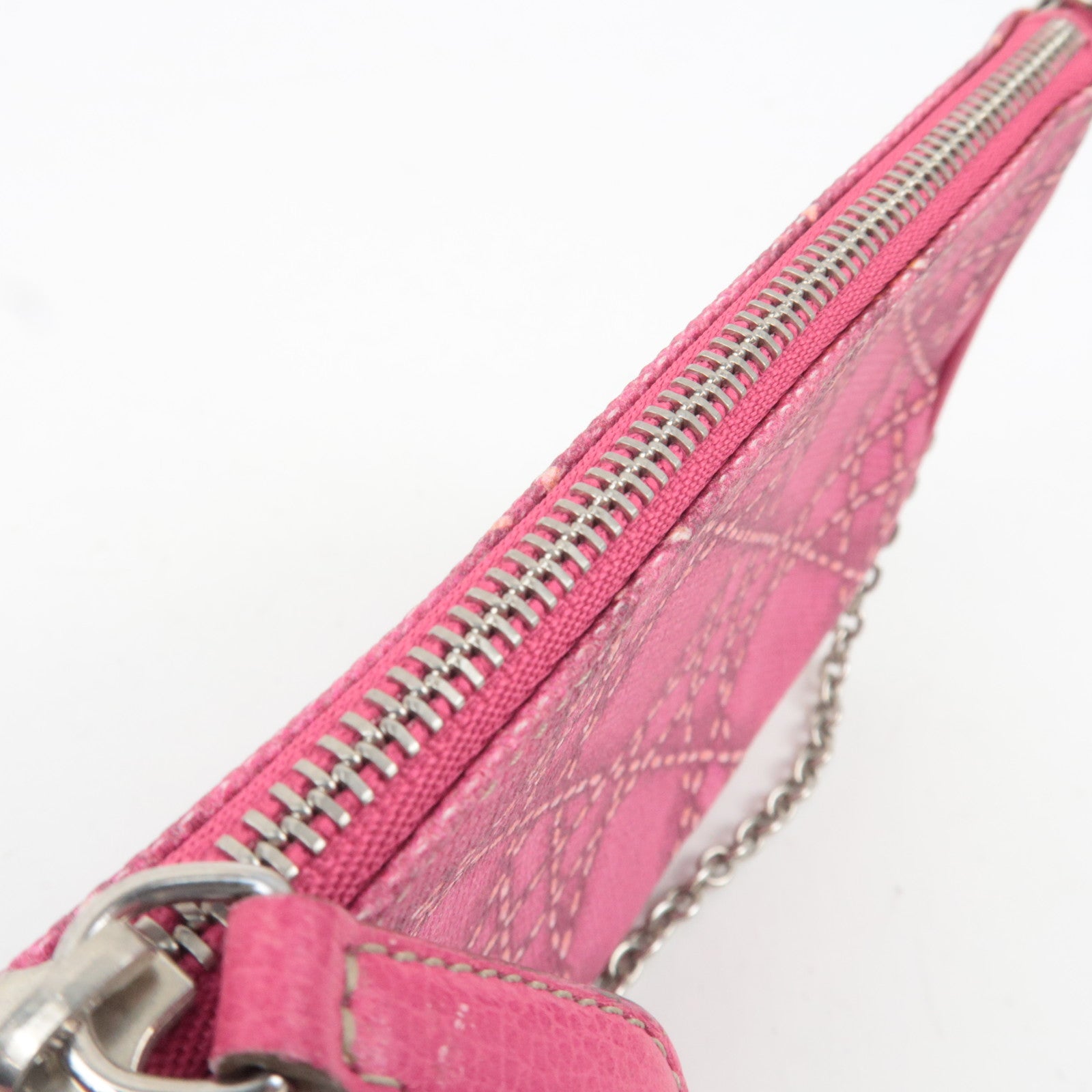 Christian Dior Lady Dior Cannage Print PVC Leather Accessory Pouch Handbag Pink