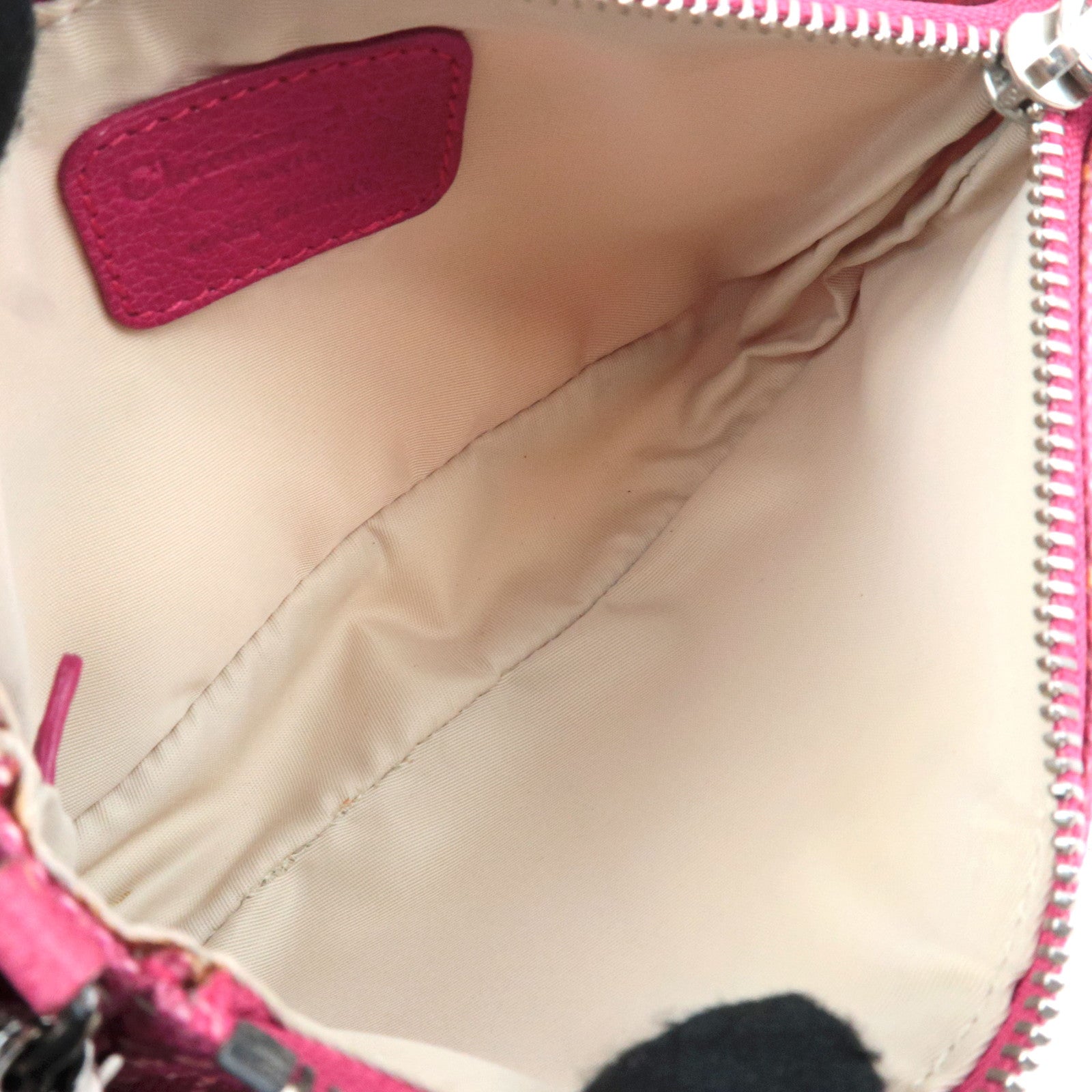Christian Dior Lady Dior Cannage Print PVC Leather Accessory Pouch Handbag Pink