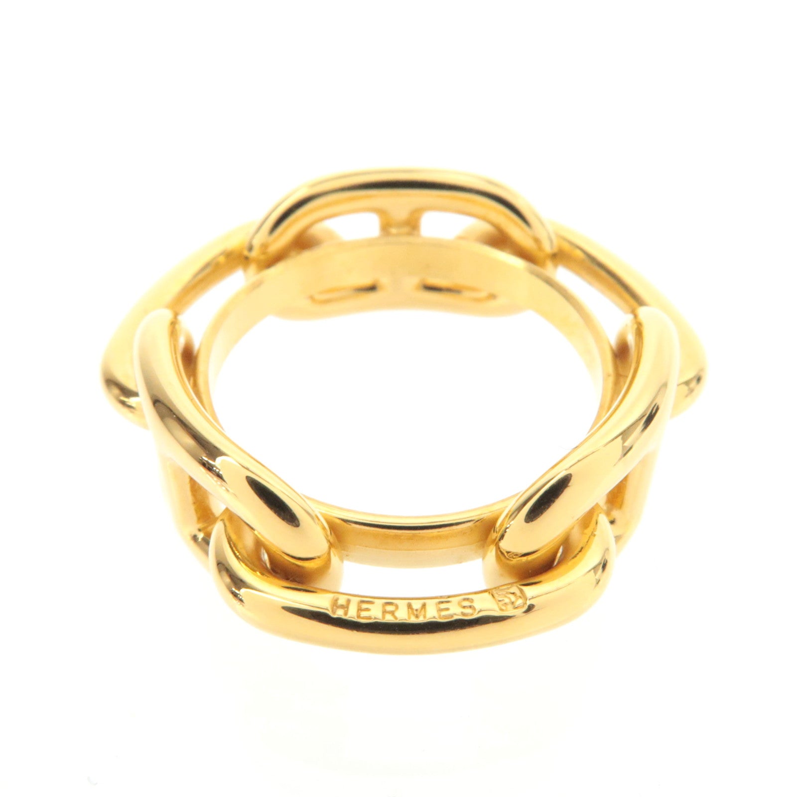 HERMES Chaine D'Ancre Scarf Ring Gold Color