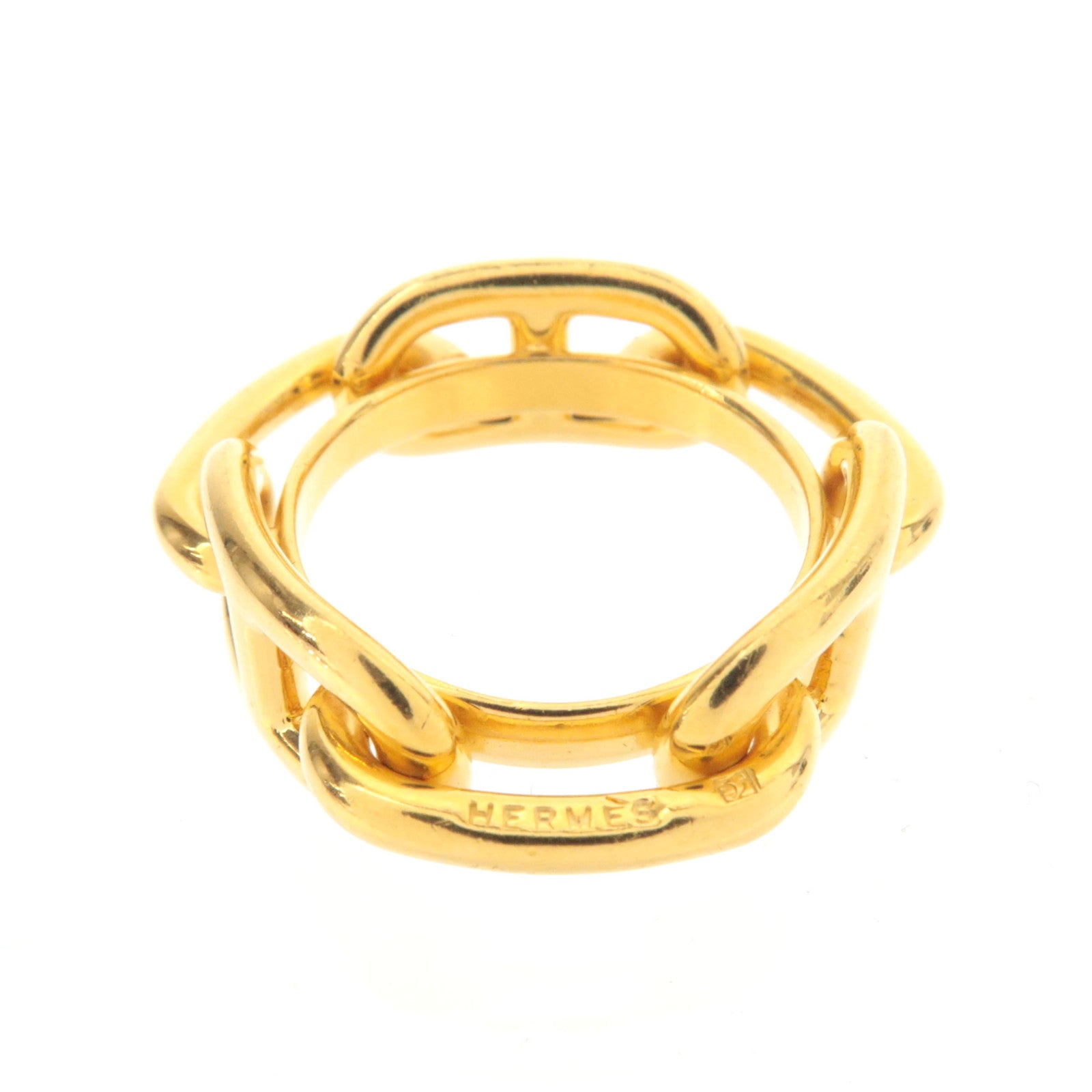 HERMES Chaine D'Ancre Scarf Ring Gold Color