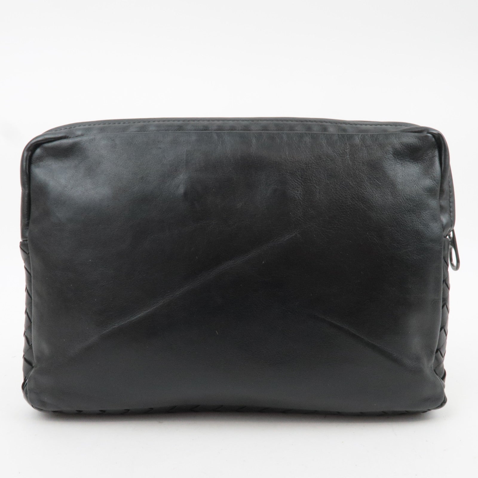 BOTTEGA VENETA Intrecciato Leather Clutch Bag Black