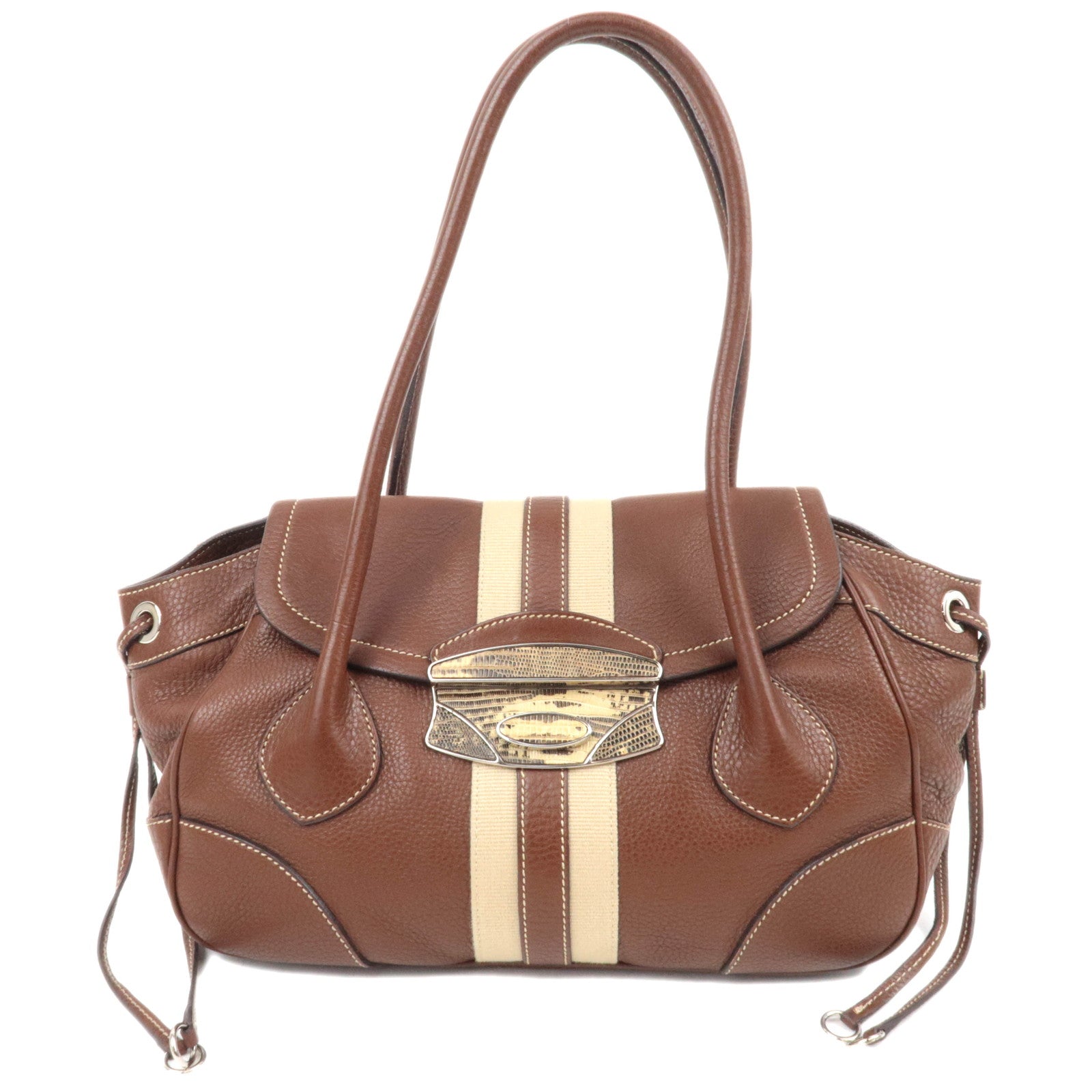 PRADA Leather Shoulder Bag Brown BR297889154