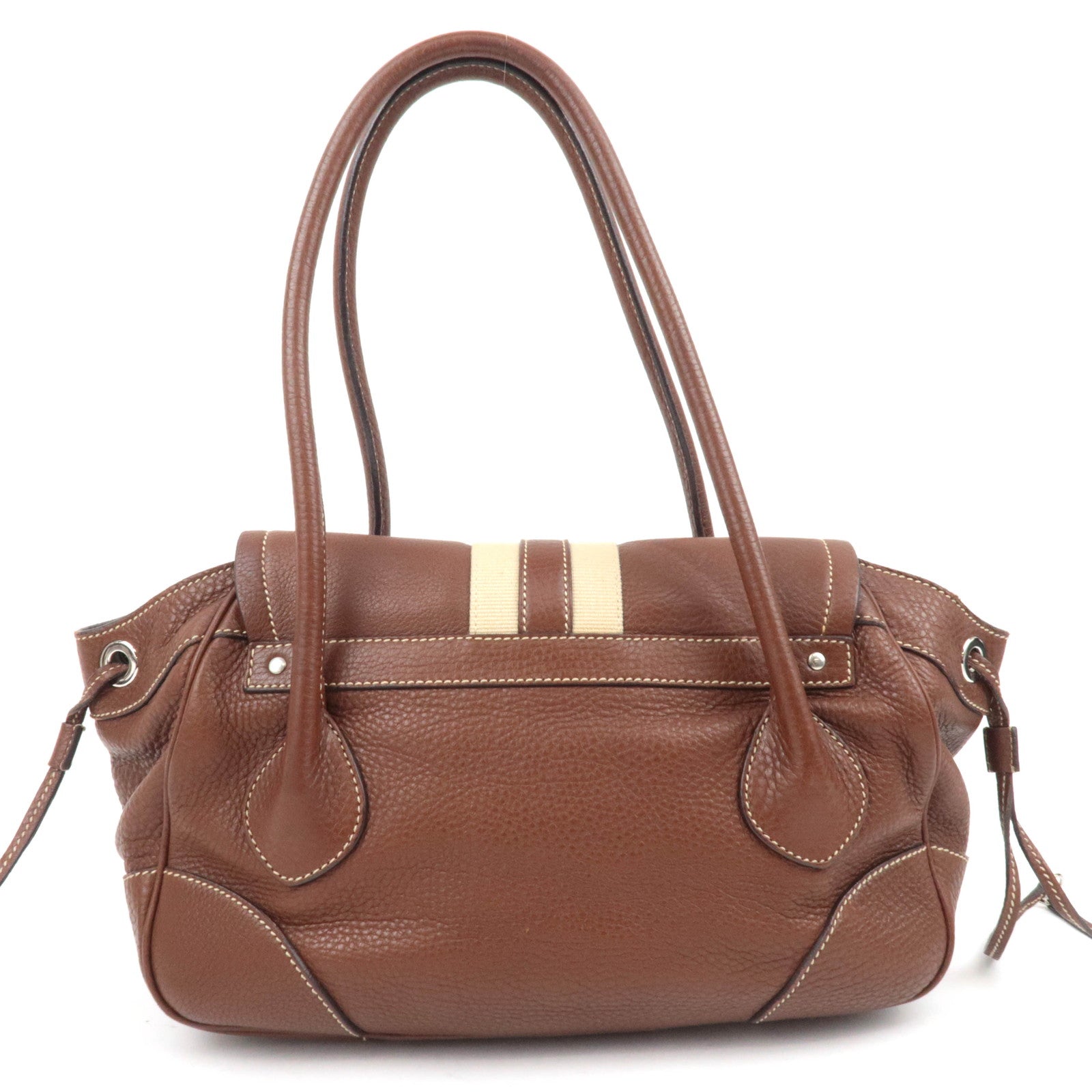 PRADA Leather Shoulder Bag Brown BR2978