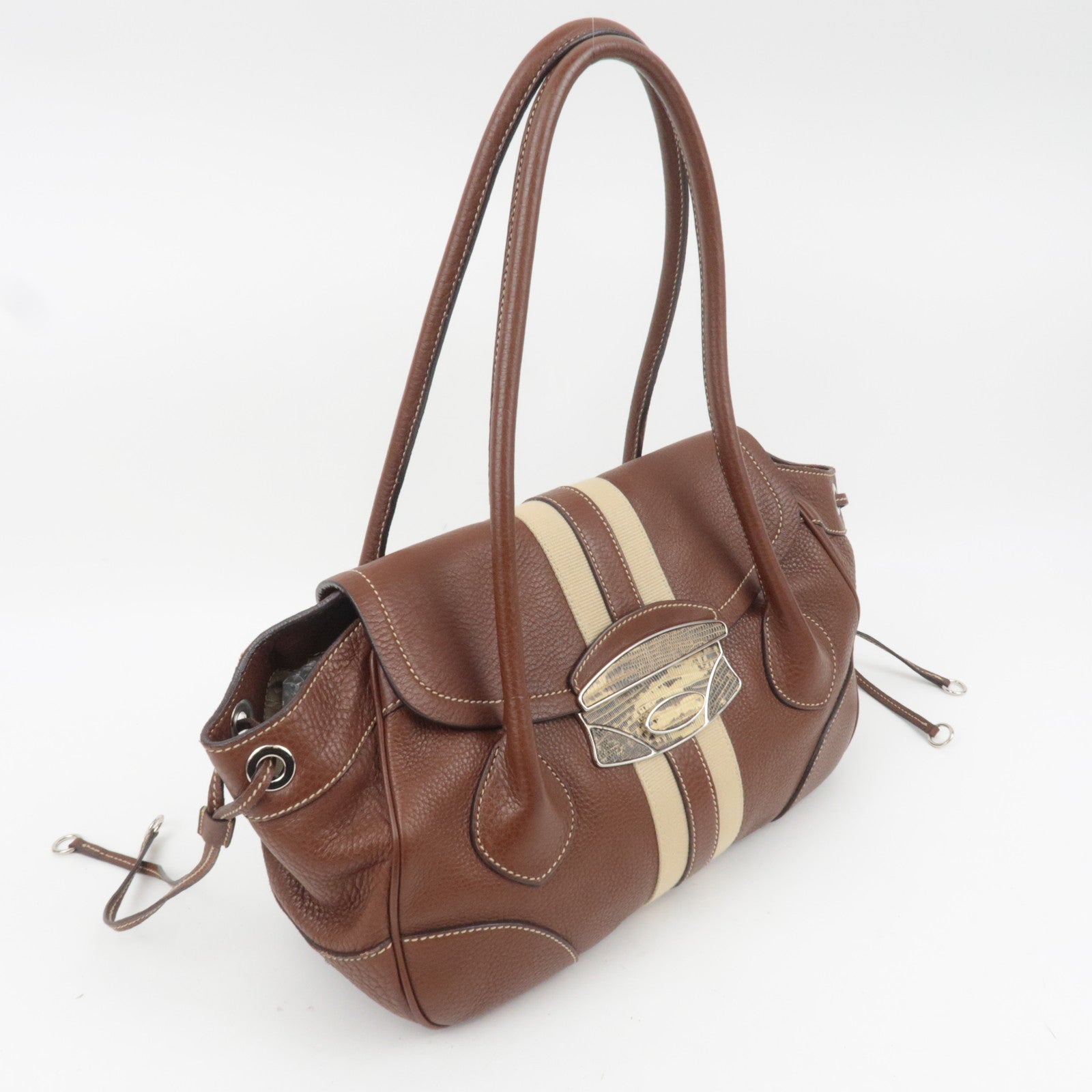 PRADA Leather Shoulder Bag Brown BR2978