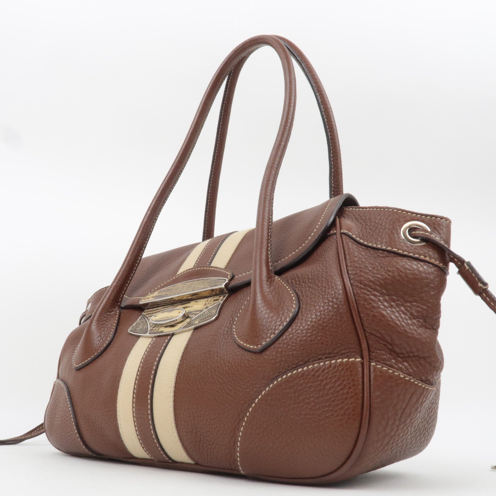 PRADA Leather Shoulder Bag Brown BR2978