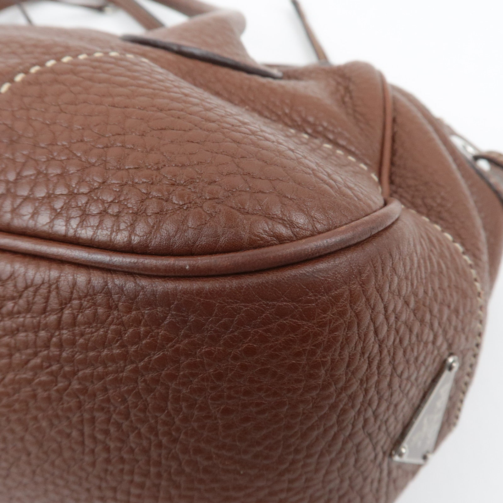 PRADA Leather Shoulder Bag Brown BR2978
