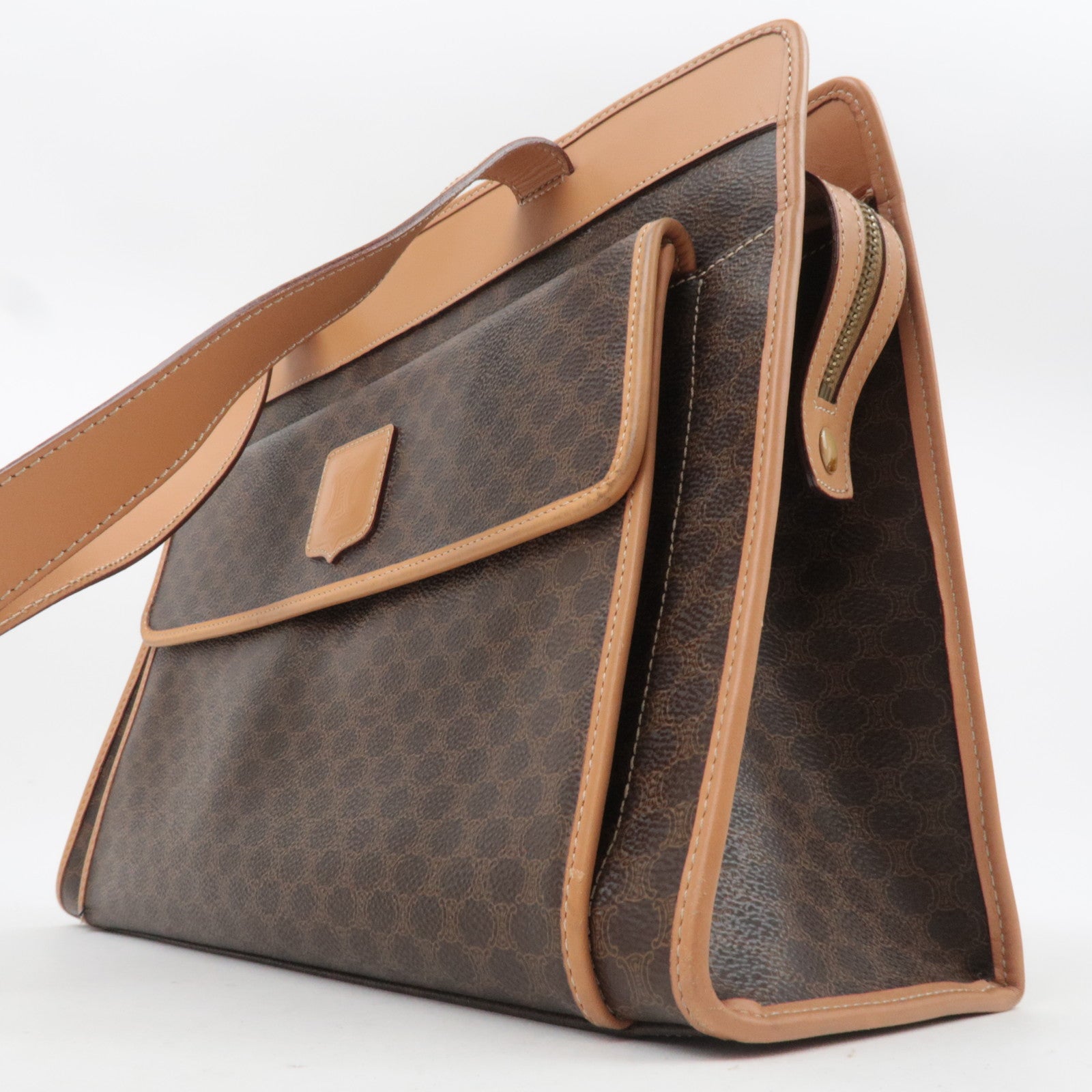 CELINE Macadam PVC Leather Tote Bag Brown