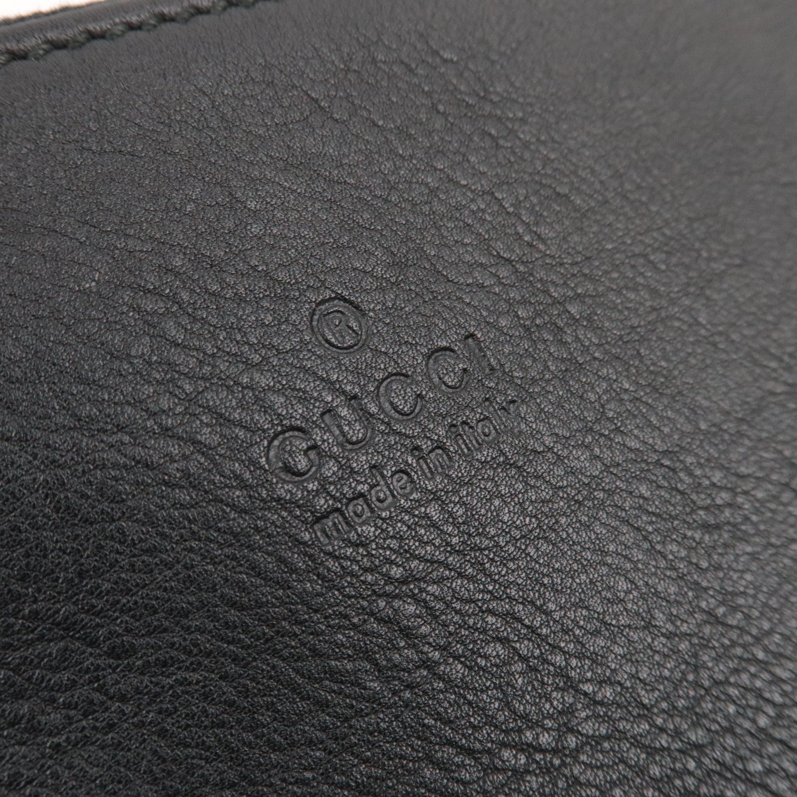 GUCCI Bamboo Leather Clutch Bag Black 376858