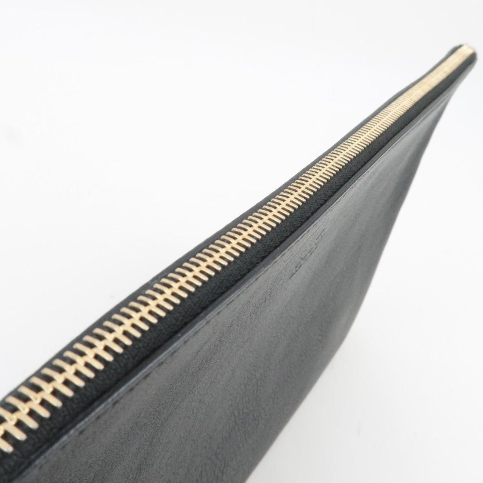 GUCCI Bamboo Leather Clutch Bag Black 376858