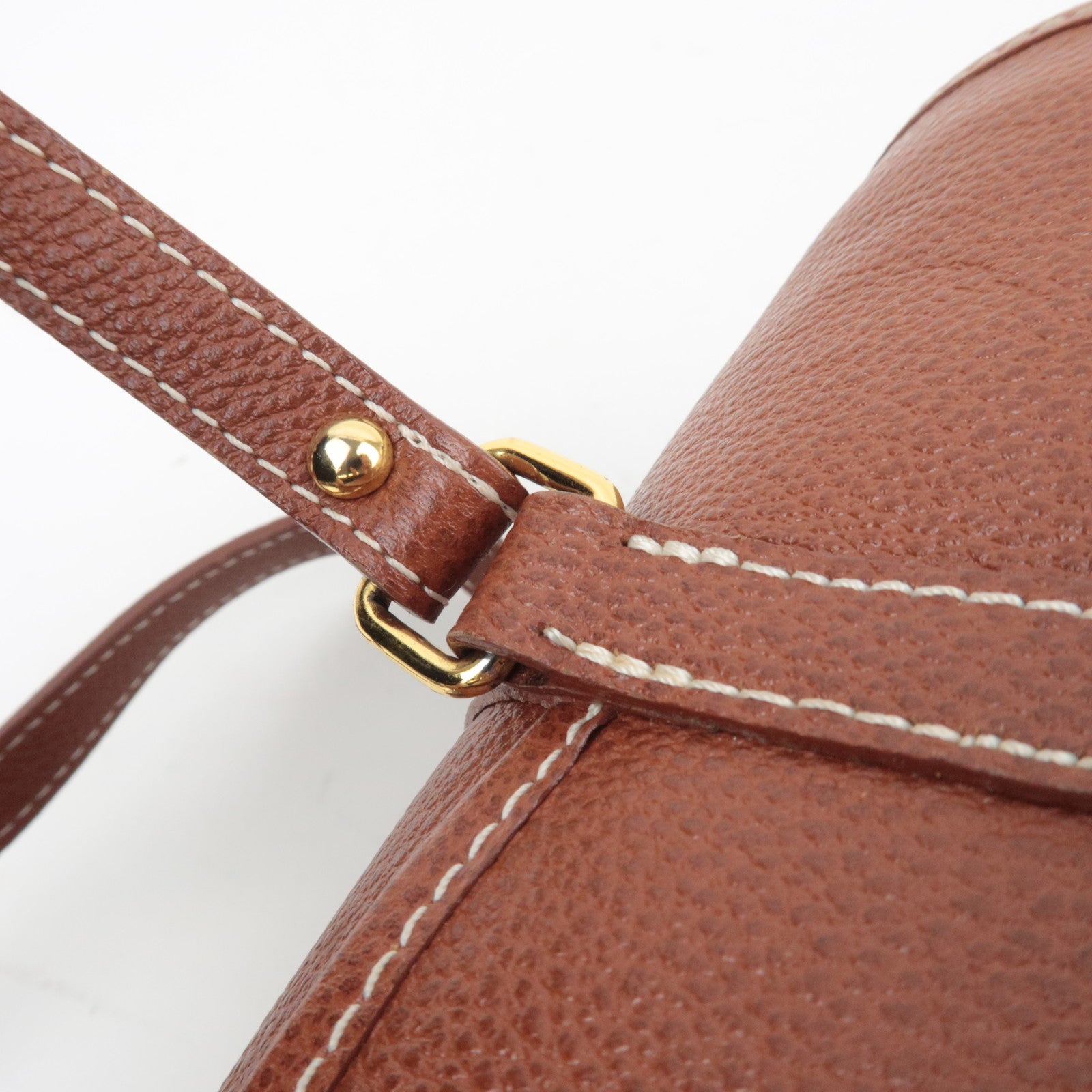 SAINT LAURENT YSL Logo Leather Handbag Brown