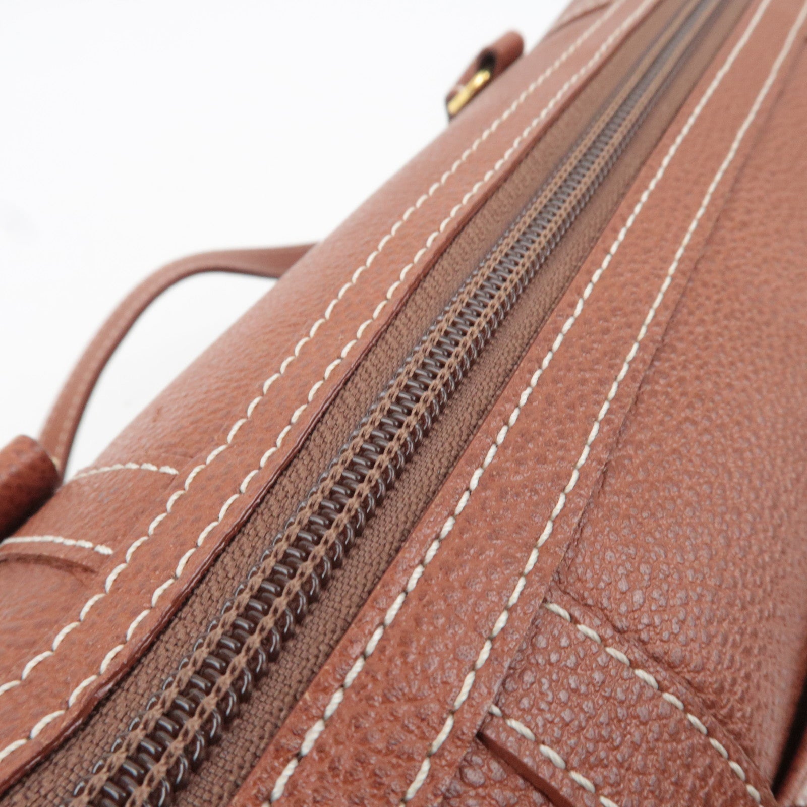 SAINT LAURENT YSL Logo Leather Handbag Brown