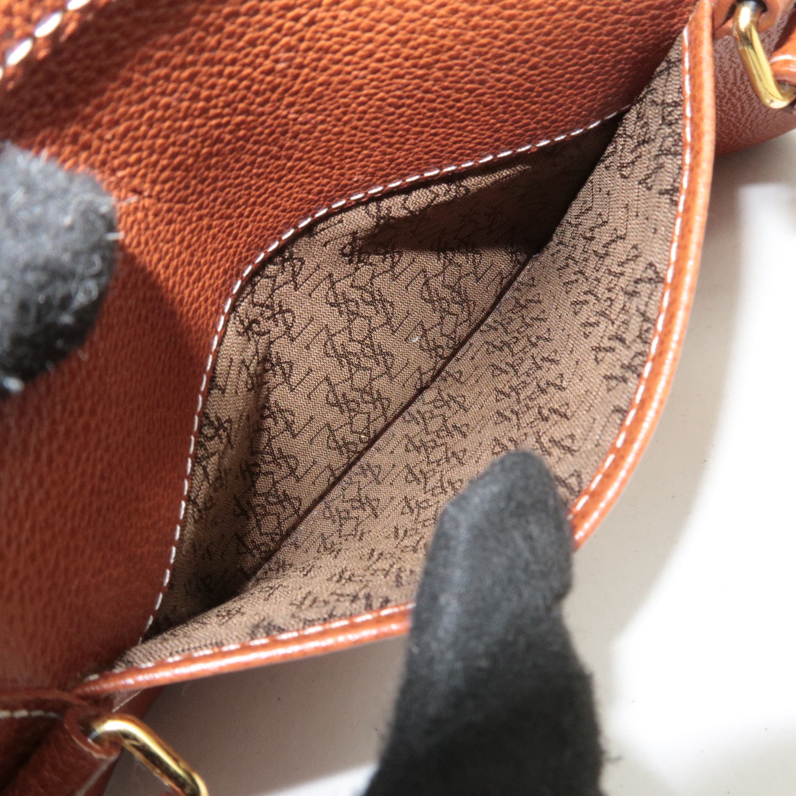 SAINT LAURENT YSL Logo Leather Handbag Brown