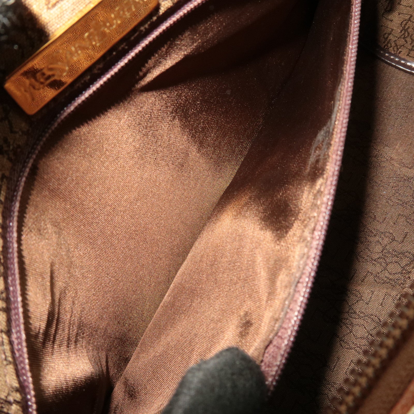 SAINT LAURENT YSL Logo Leather Handbag Brown