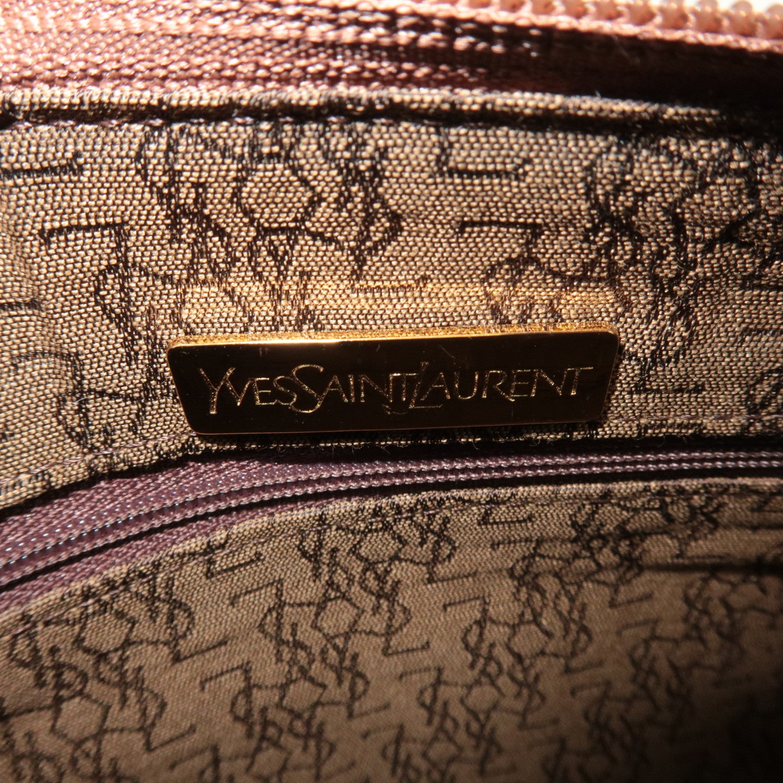 SAINT LAURENT YSL Logo Leather Handbag Brown