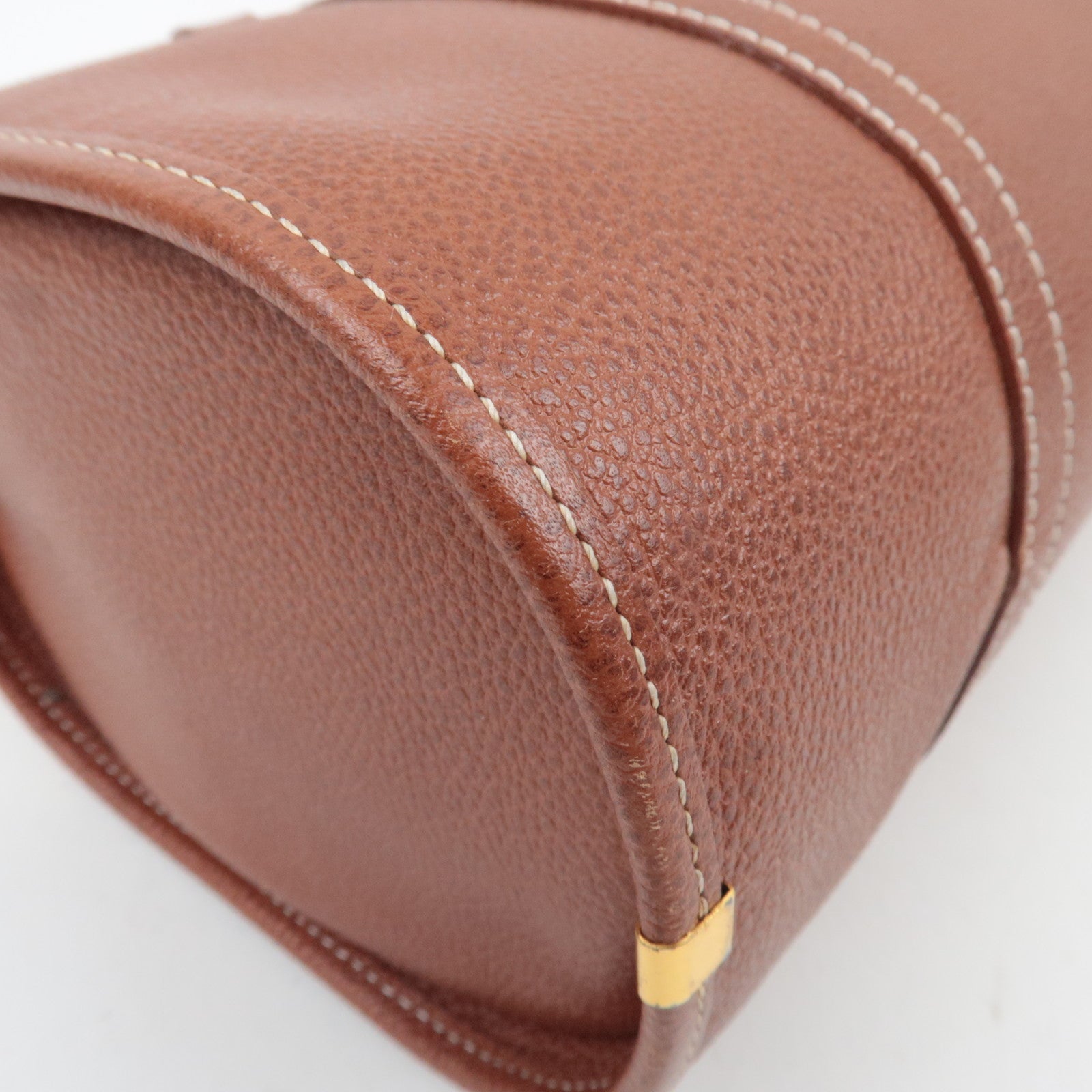 SAINT LAURENT YSL Logo Leather Handbag Brown