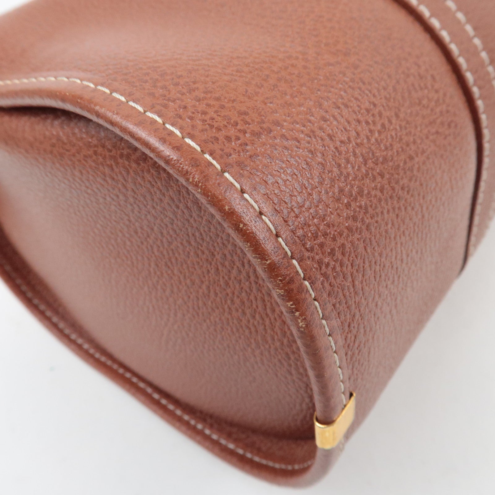SAINT LAURENT YSL Logo Leather Handbag Brown