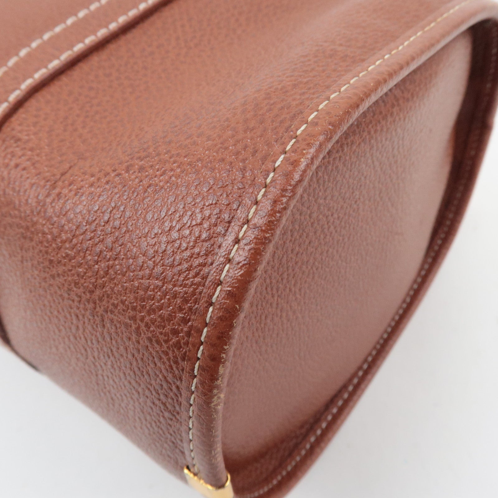 SAINT LAURENT YSL Logo Leather Handbag Brown