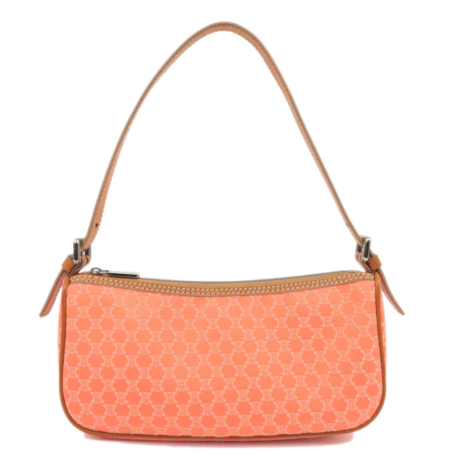 CELINE Macadam Canvas Shoulder Bag Orange Brown89180