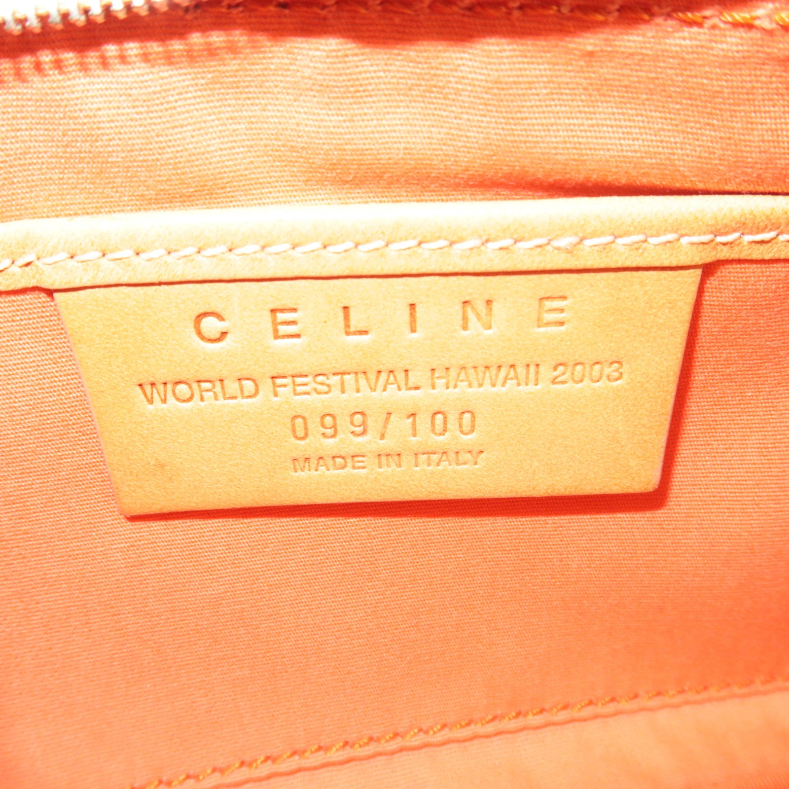 CELINE Macadam Canvas Shoulder Bag Orange Brown