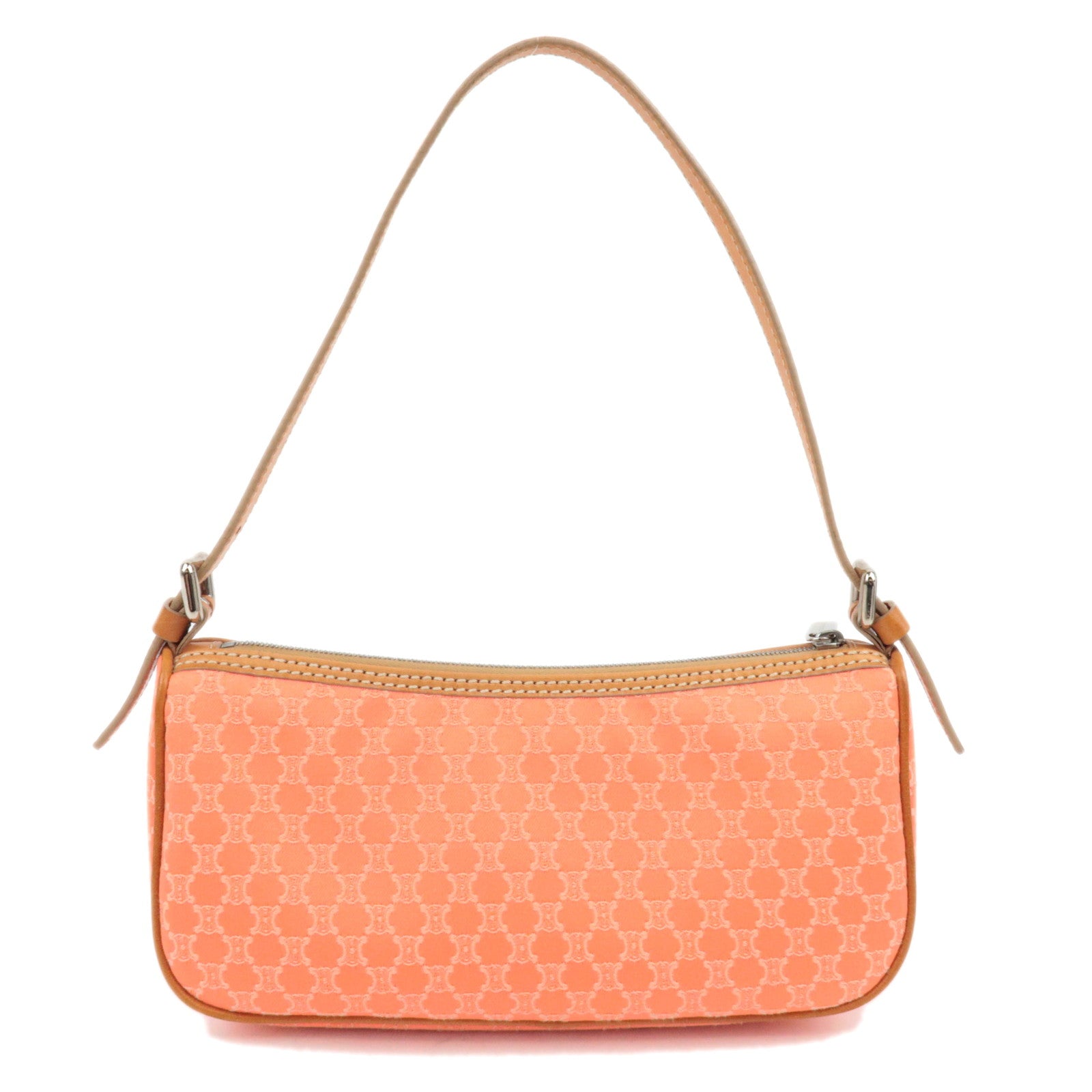 CELINE Macadam Canvas Shoulder Bag Orange Brown