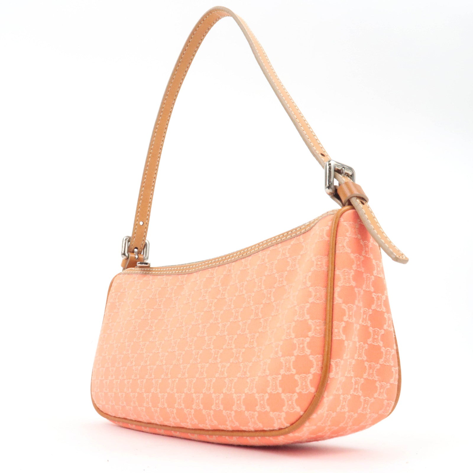 CELINE Macadam Canvas Shoulder Bag Orange Brown