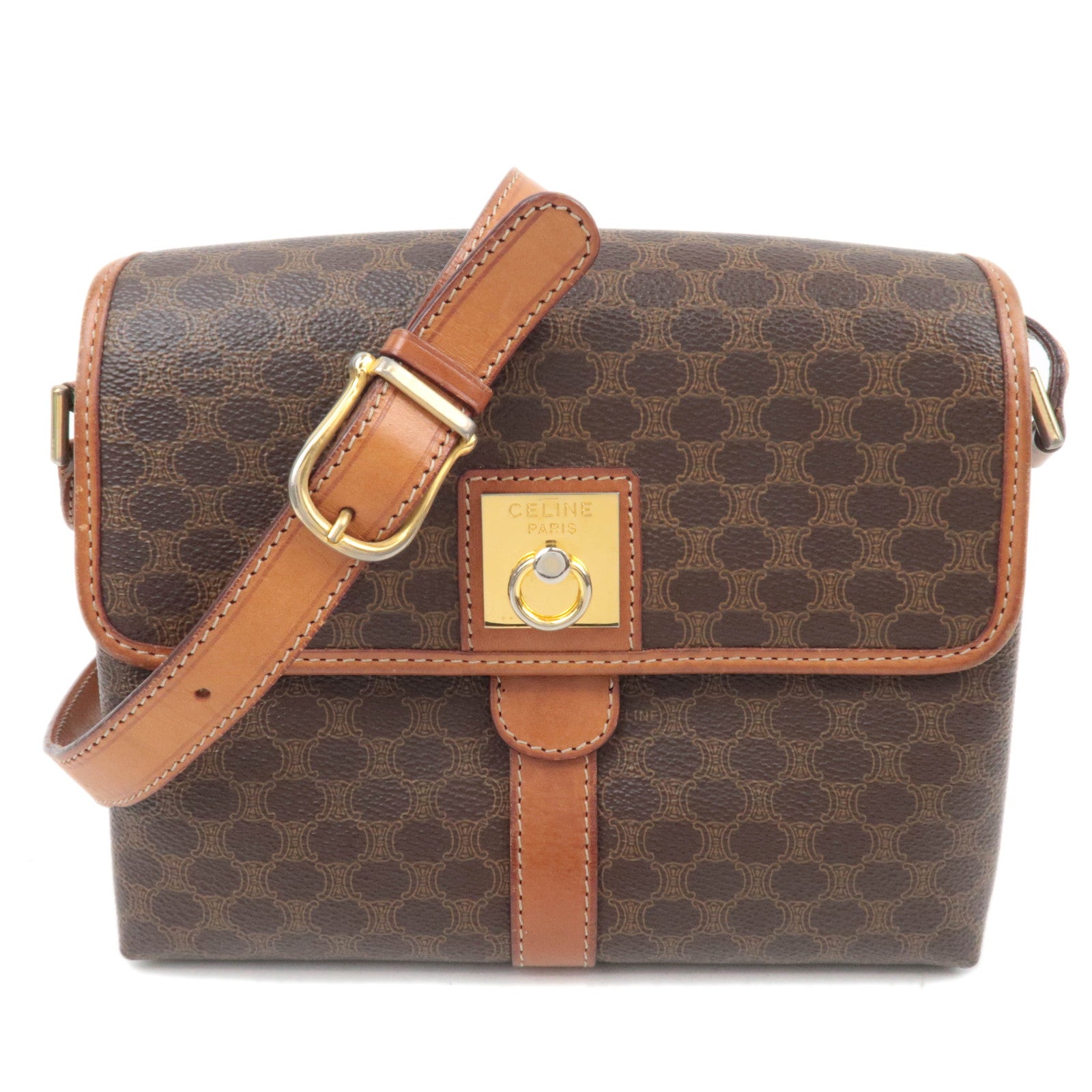 CELINE Macadam PVC Leather Shoulder Bag Brown89181