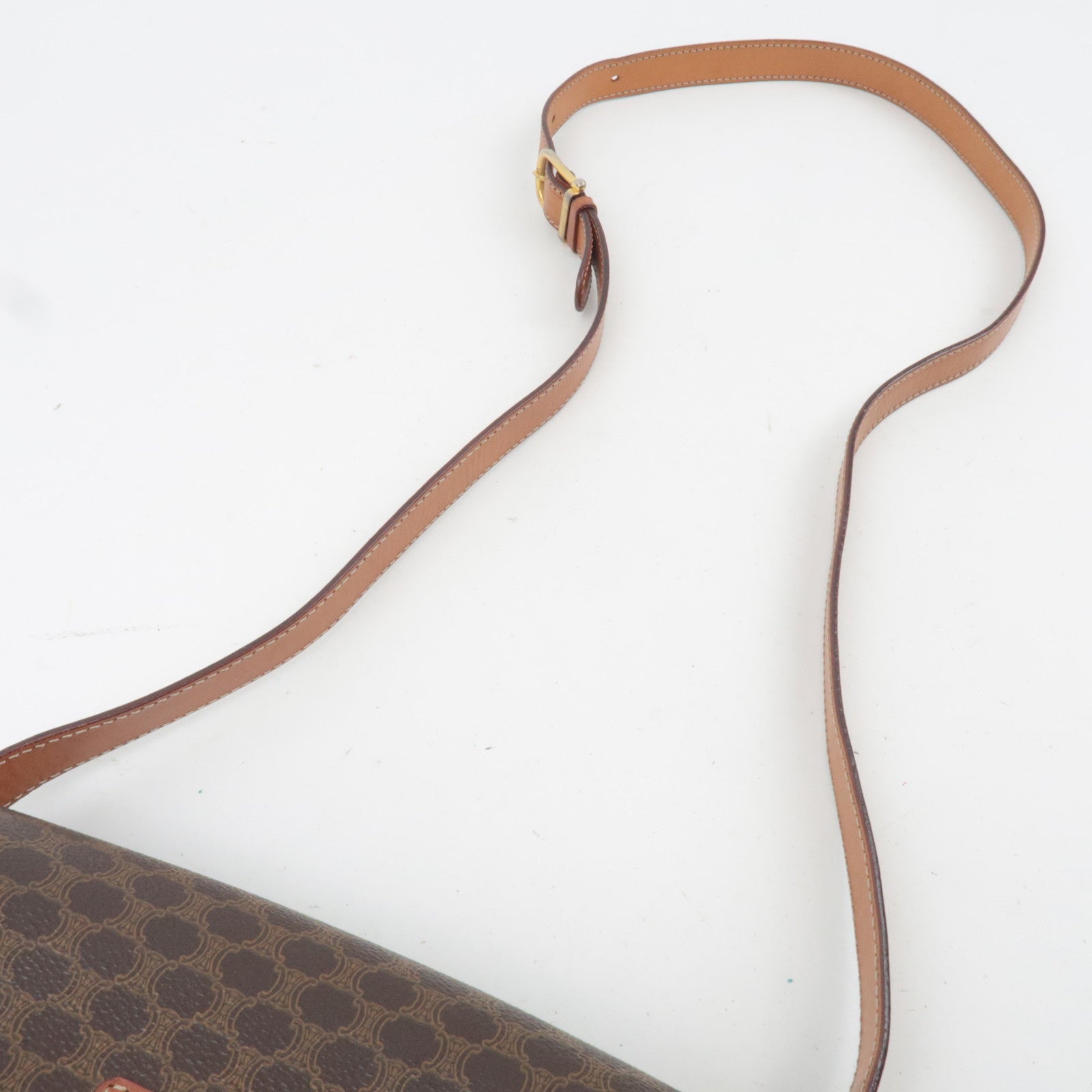 CELINE Macadam PVC Leather Shoulder Bag Brown