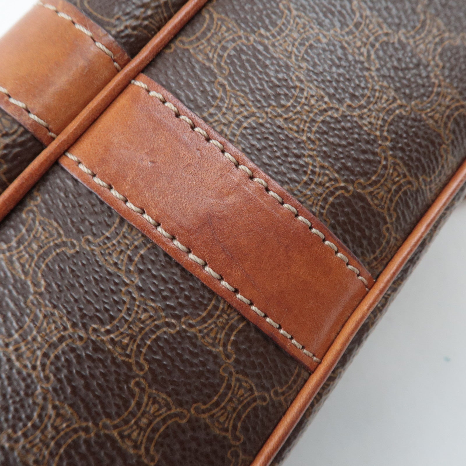 CELINE Macadam PVC Leather Shoulder Bag Brown