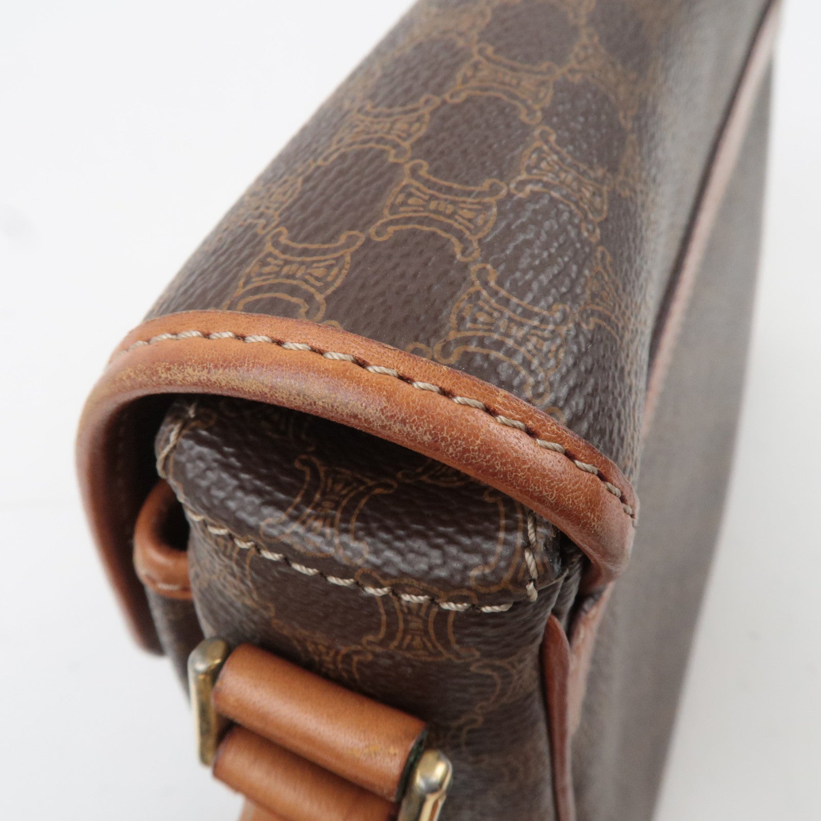 CELINE Macadam PVC Leather Shoulder Bag Brown