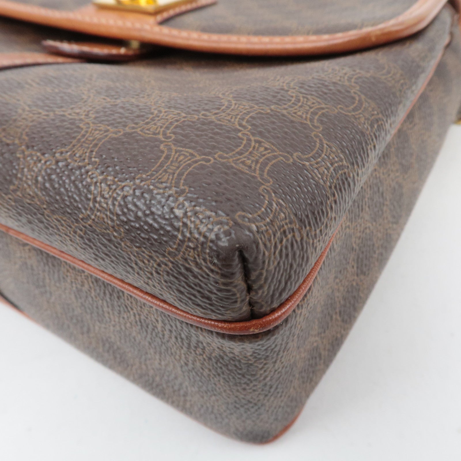 CELINE Macadam PVC Leather Shoulder Bag Brown