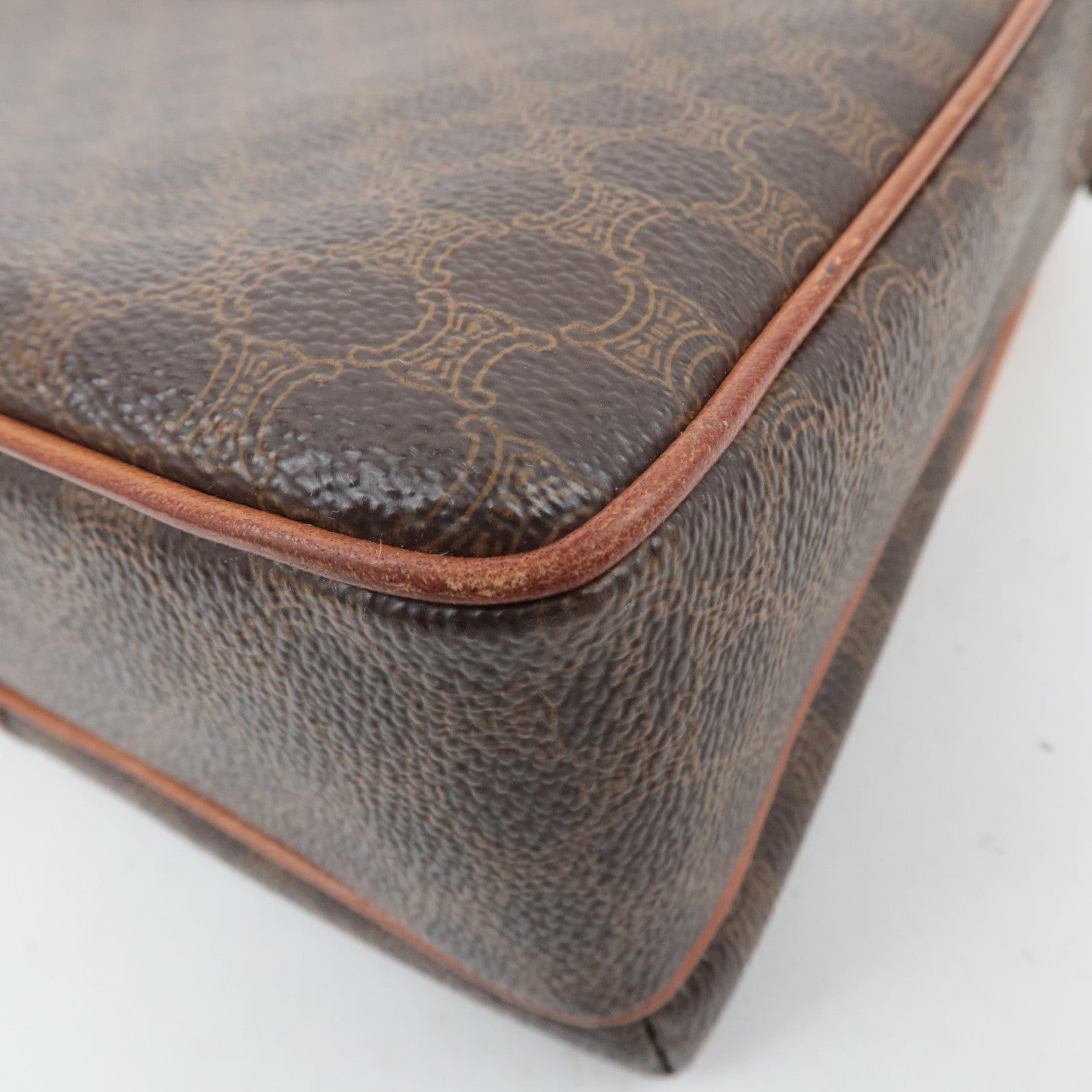 CELINE Macadam PVC Leather Shoulder Bag Brown
