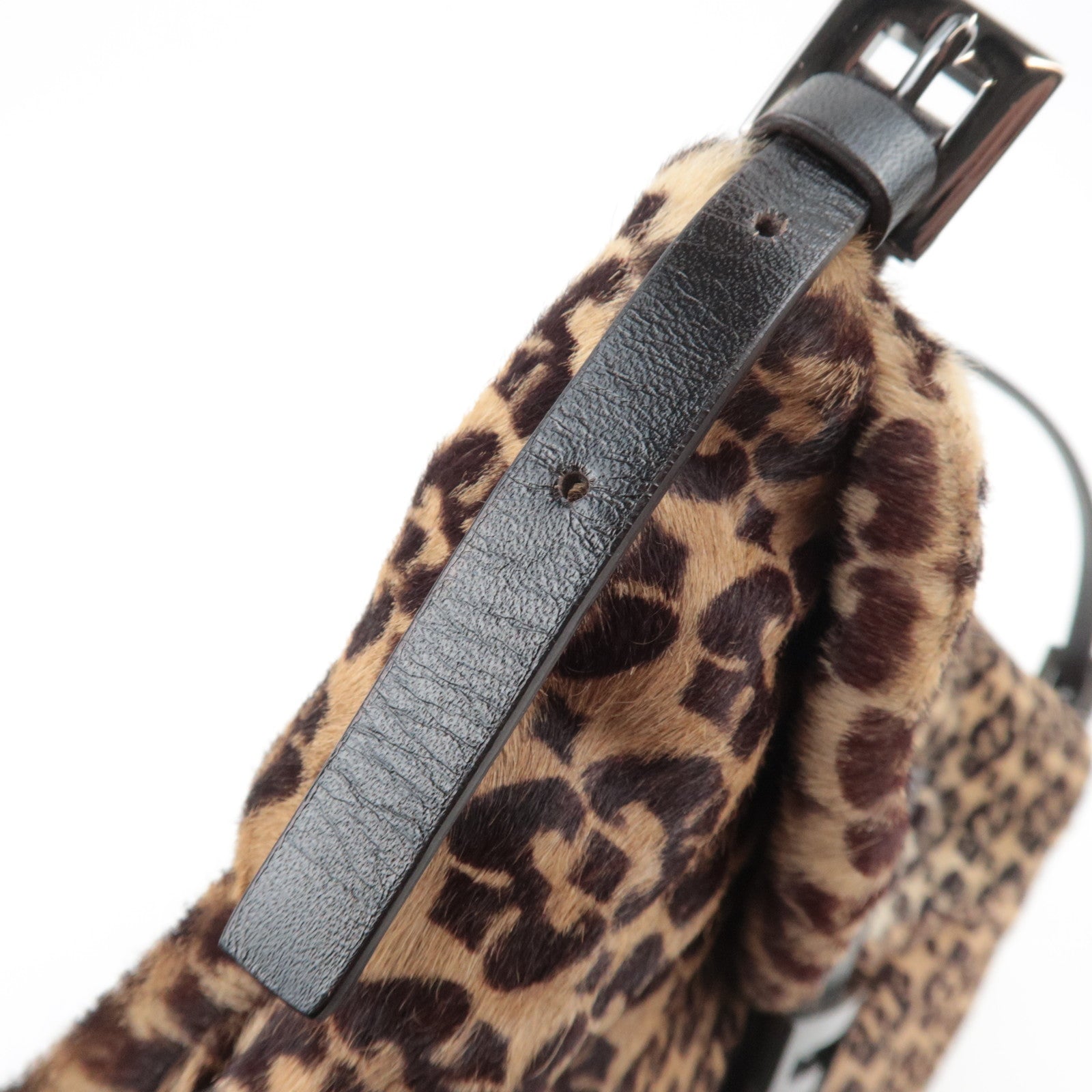 FENDI Geometric Calf hair Shoulder Bag Brown 8BR002