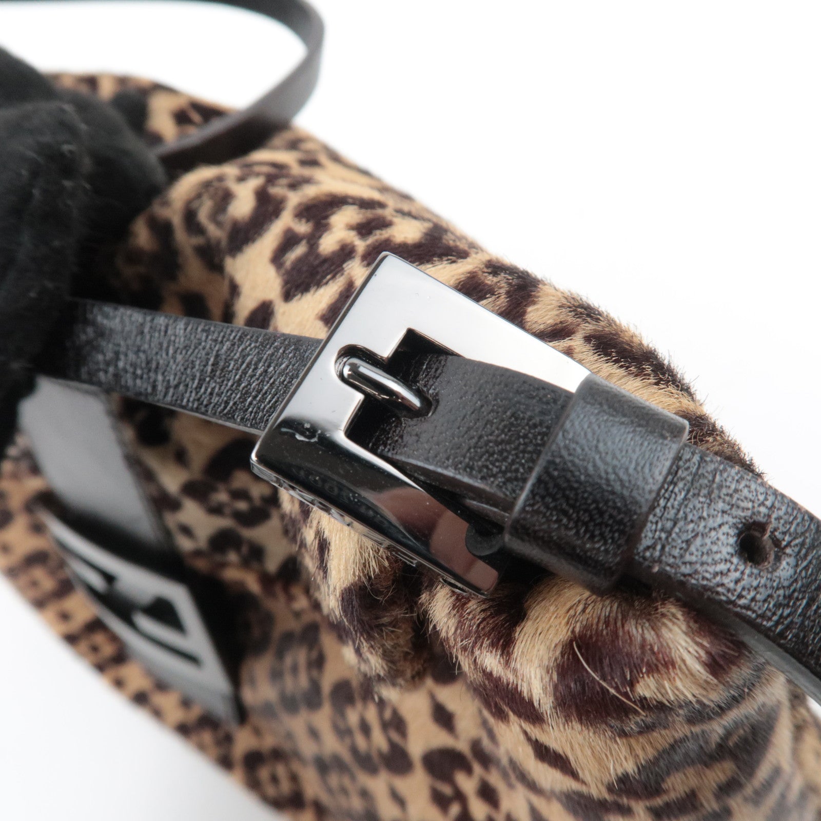 FENDI Geometric Calf hair Shoulder Bag Brown 8BR002