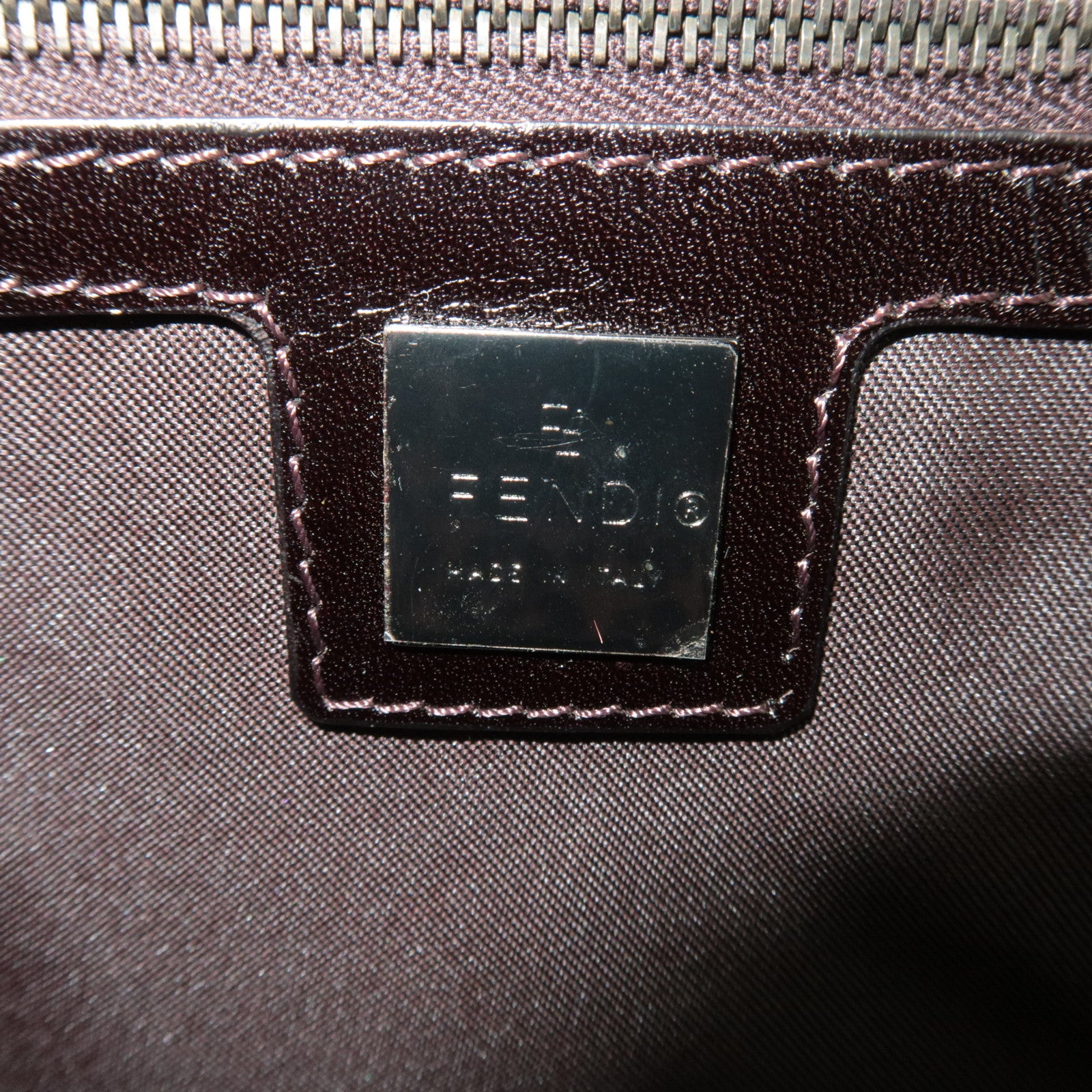 FENDI Geometric Calf hair Shoulder Bag Brown 8BR002