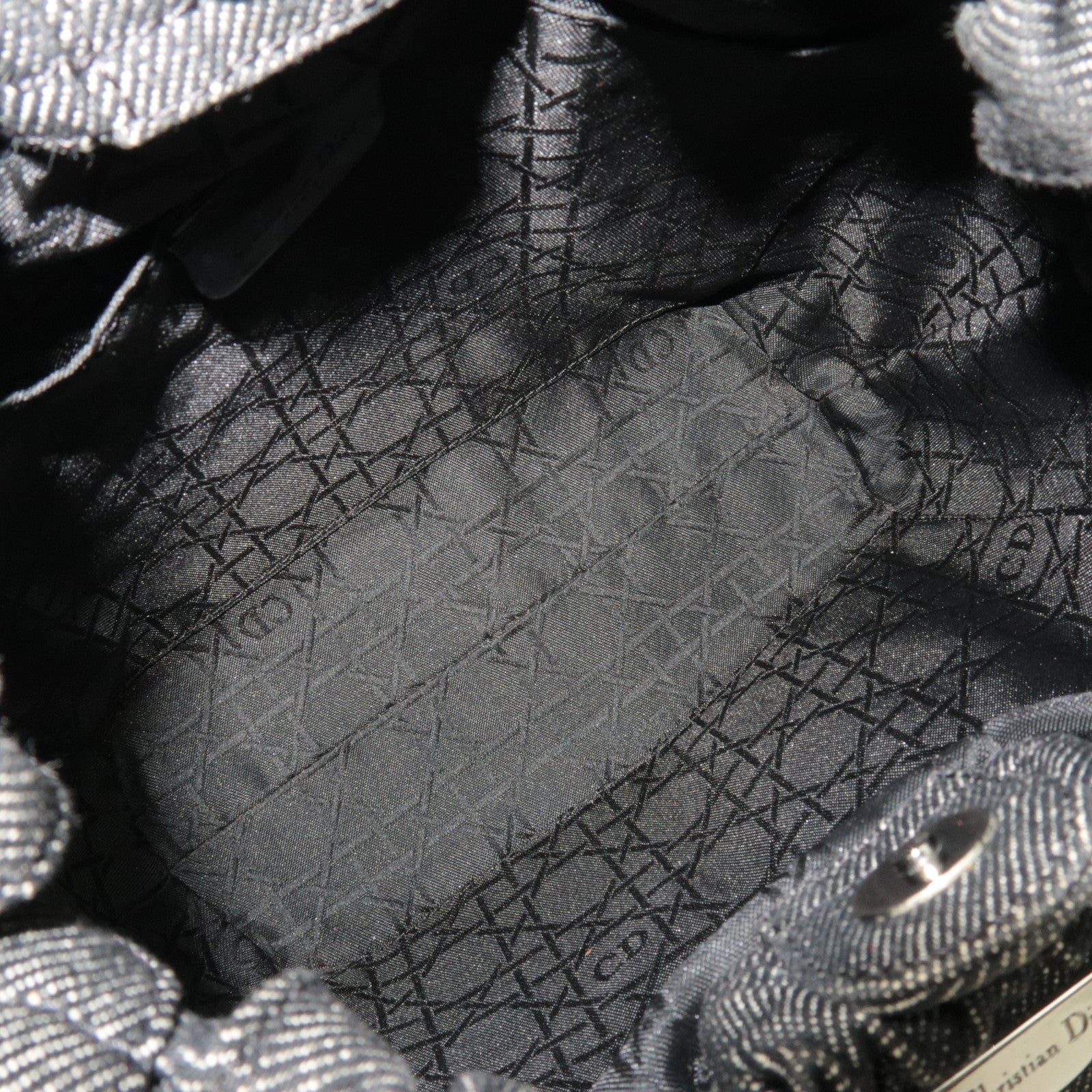 Christian Dior Maris Pearl Denim Handbag Black