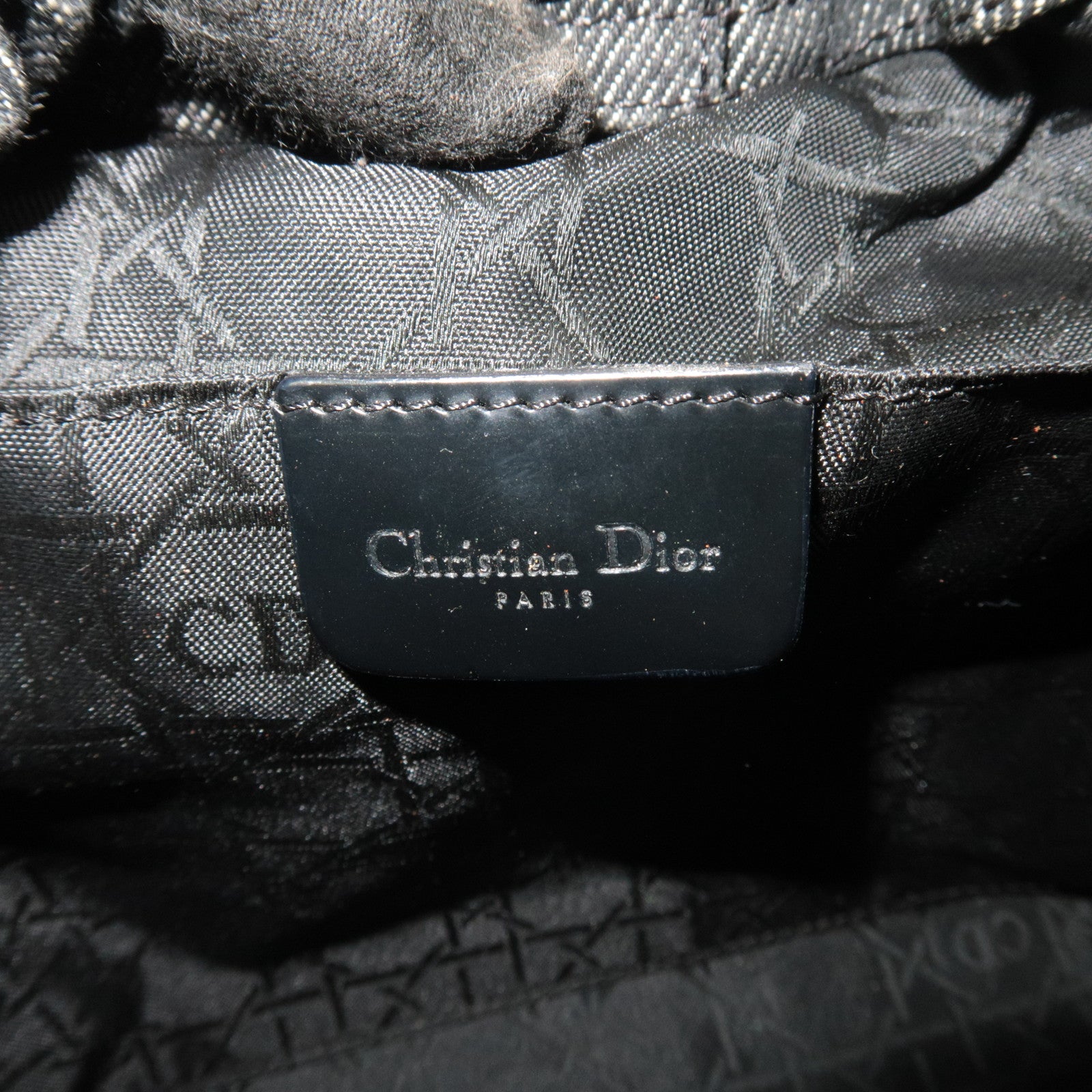 Christian Dior Maris Pearl Denim Handbag Black