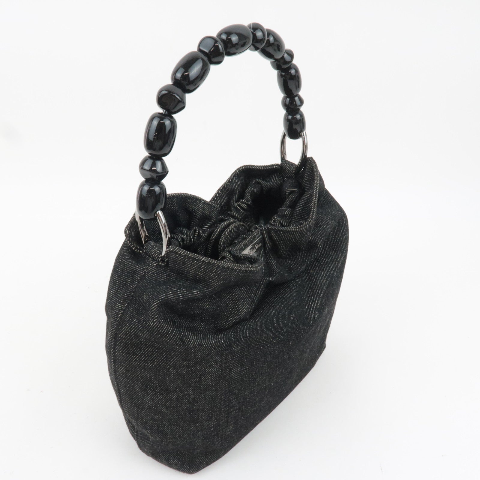 Christian Dior Maris Pearl Denim Handbag Black