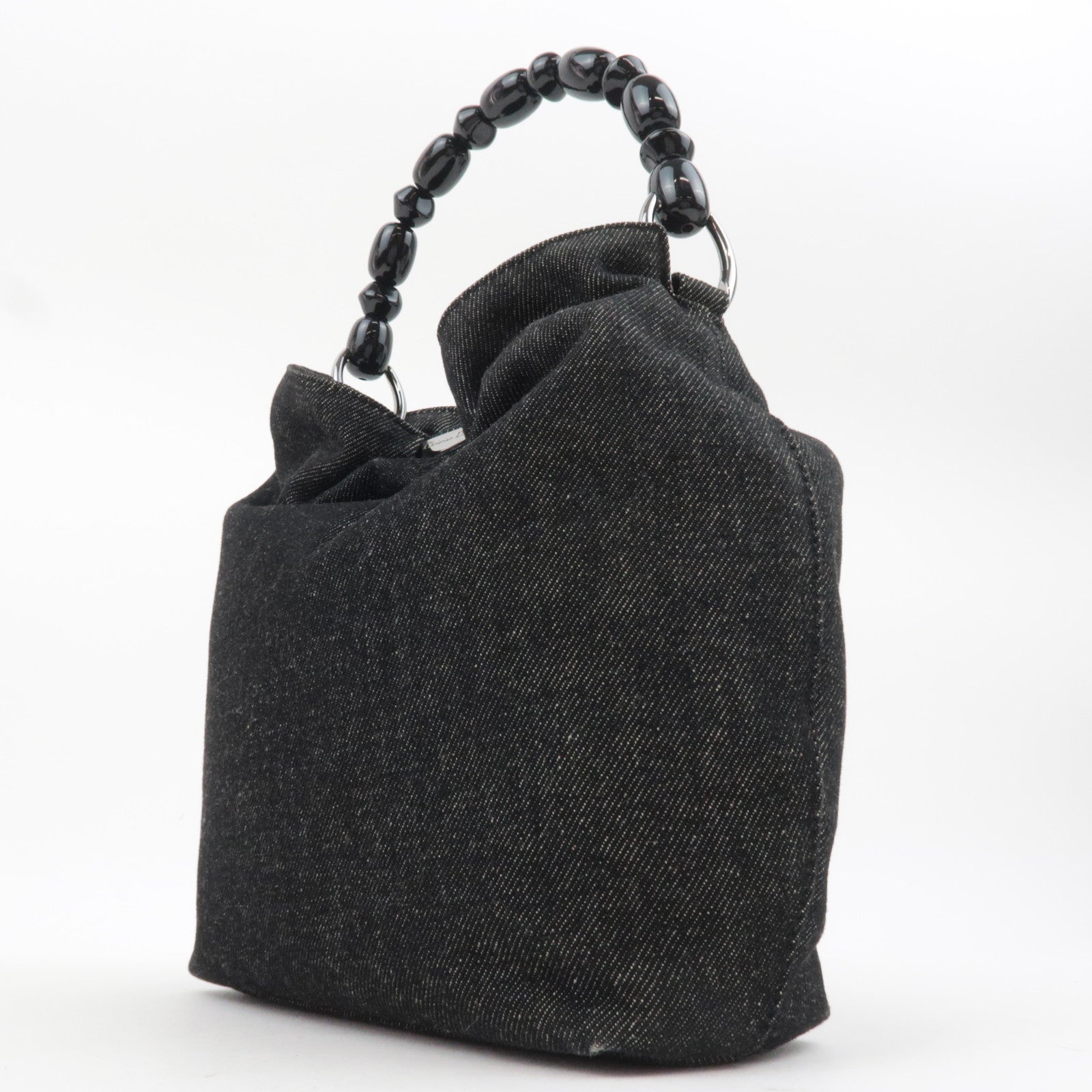 Christian Dior Maris Pearl Denim Handbag Black
