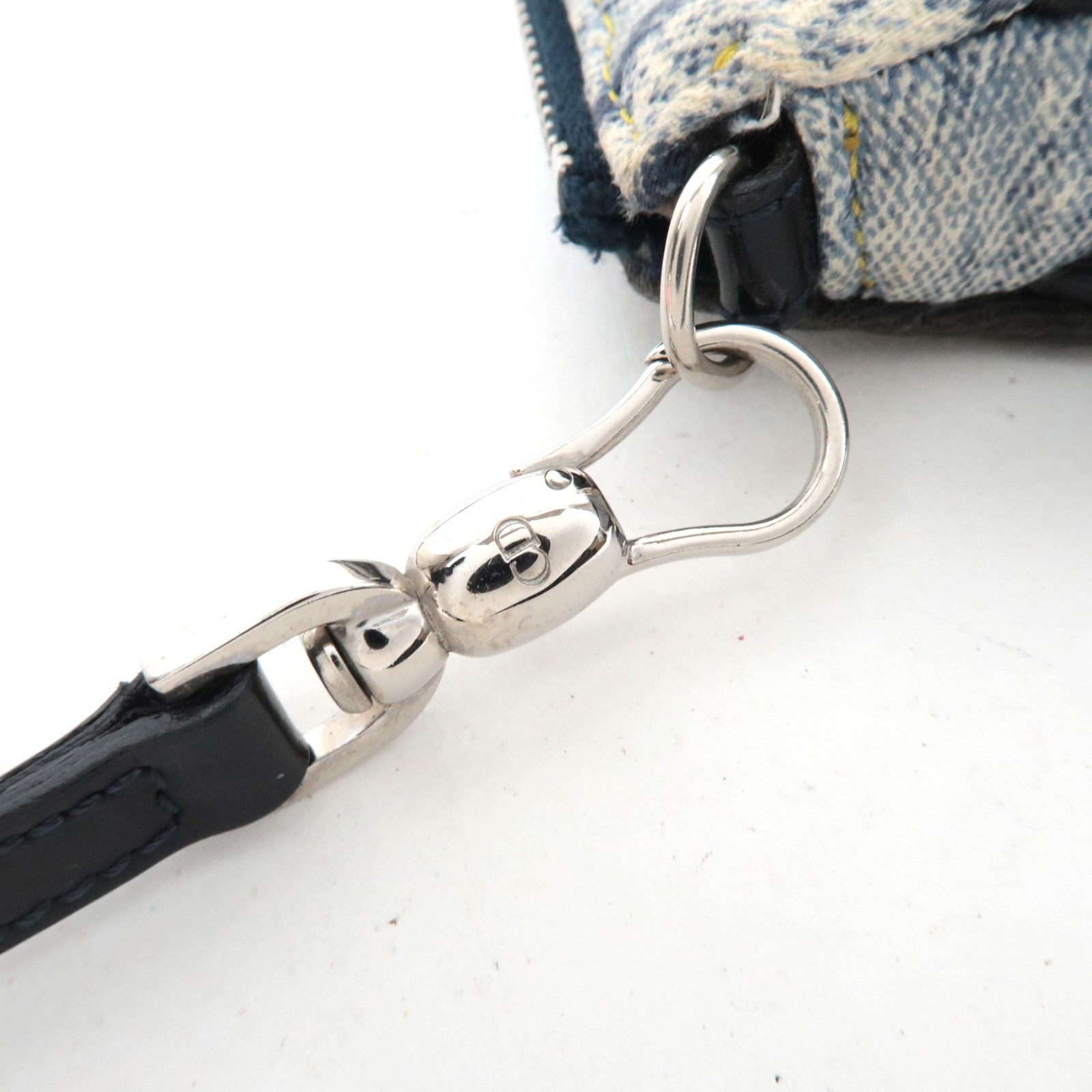 Christian Dior Speedway Denim Mini Saddle bag Canvas Patent Handbag Blue Gray